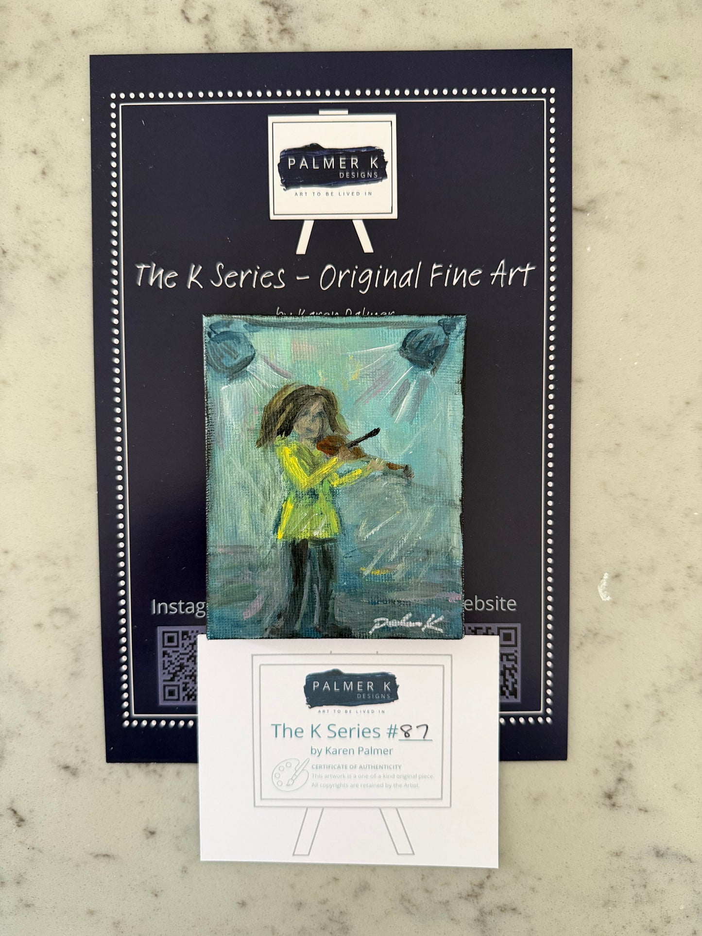 Original 3 x 3 Canvas Artwork #87- Violinist