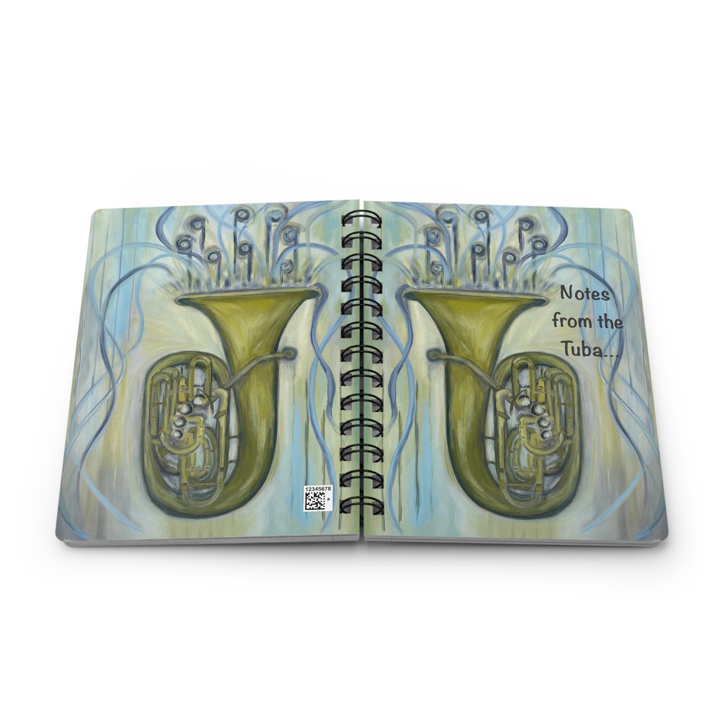 Notes from the Tuba! Write down your dreams in style in our spiral-bound journal featuring "Tuba Tuba". Our notebooks feature a durable thick gloss laminated protective cover, with pattern repeat created from the original artwork on the inside front and back covers. Made in the USA! Journal comes in 5x7 size with 150 pages of lined paper with preforated eadge for easy tear removal! .: Front, back and inside cover print .: 150 lined pages (75 sheets) .: Glossy laminated cover