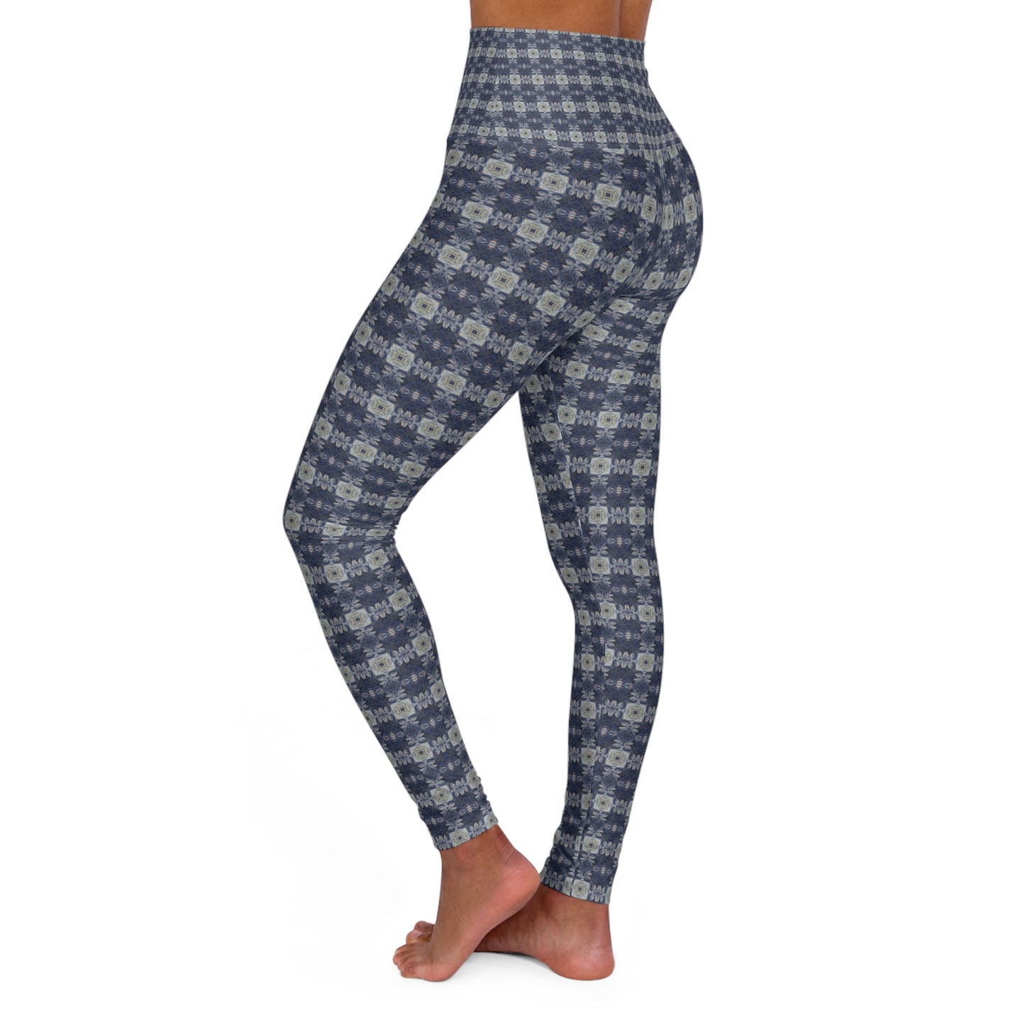 High Waisted Yoga Leggings - Square Dressage pattern (TRAIL/P14)