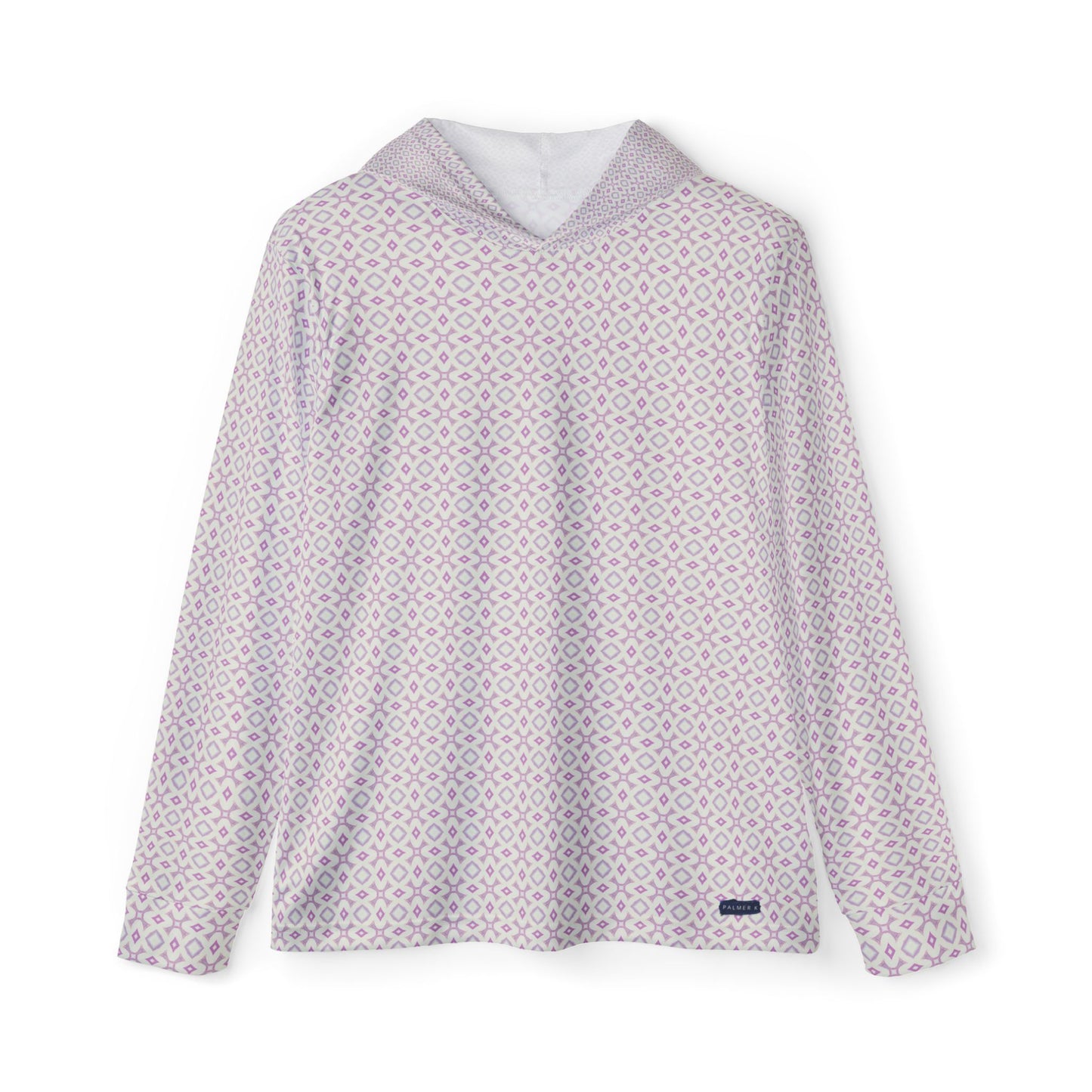 Unisex Rashguard / Sports Warmup Hoodie with UPF +50 - Pink and White X's and O's (OH/P11)