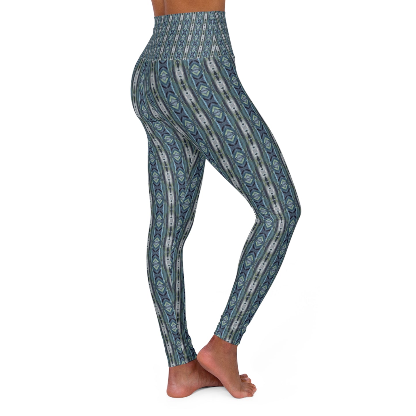 High Waisted Yoga Leggings - Baritone Blues (CAP/P2)