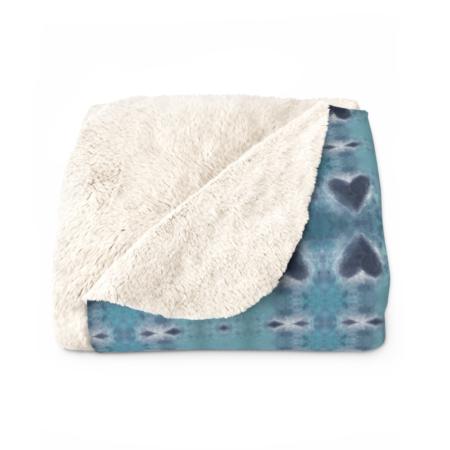 Sherpa Fleece throw with blue hearts