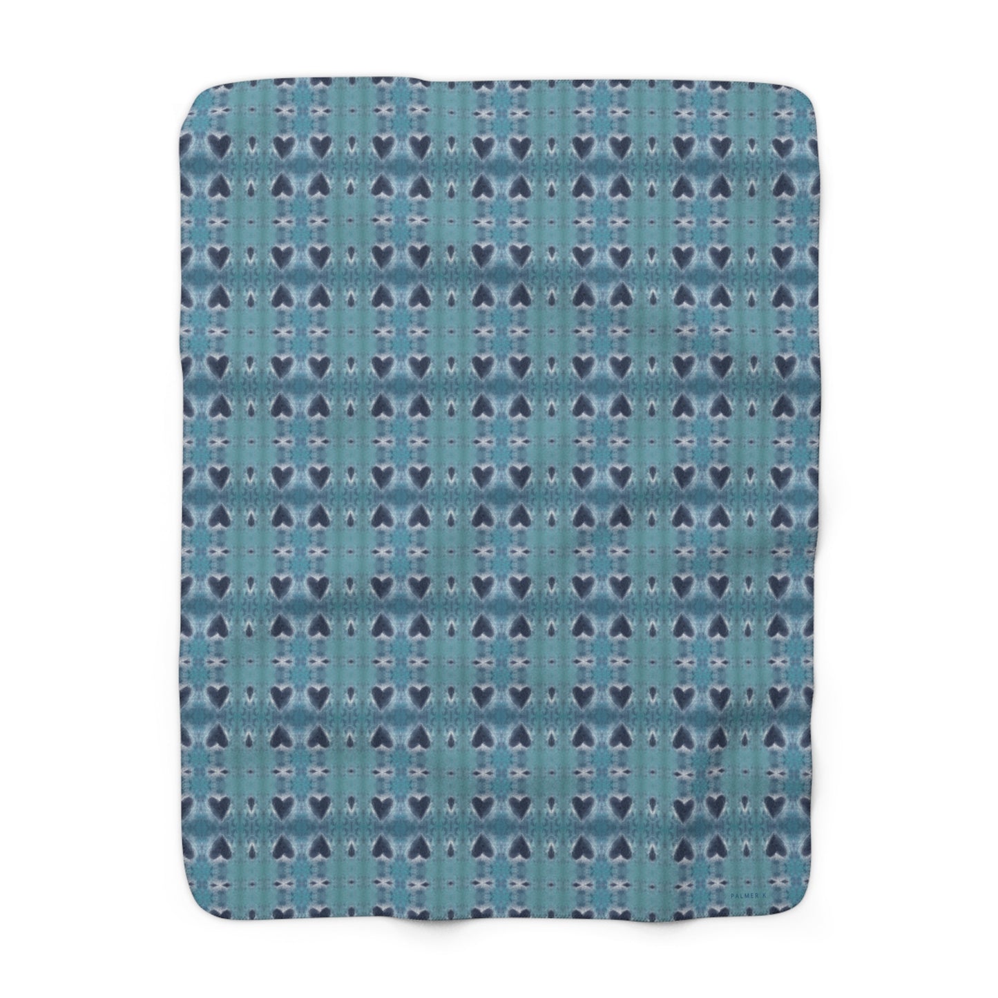 Sherpa Fleece throw with blue hearts
