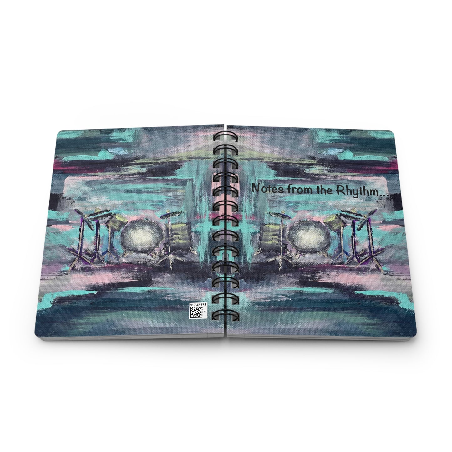 Rhythmic Notes from the Drum Kit! Write down your dreams in style in our spiral-bound journal featuring "Searchlight". Our notebooks feature a durable thick gloss laminated protective cover, with pattern repeat created from the original artwork on the inside front and back covers. Made in the USA! Journal comes in 5x7 size with 150 pages of lined paper with preforated eadge for easy tear removal! .: Front, back and inside cover print .: 150 lined pages (75 sheets) .: Glossy laminated cover