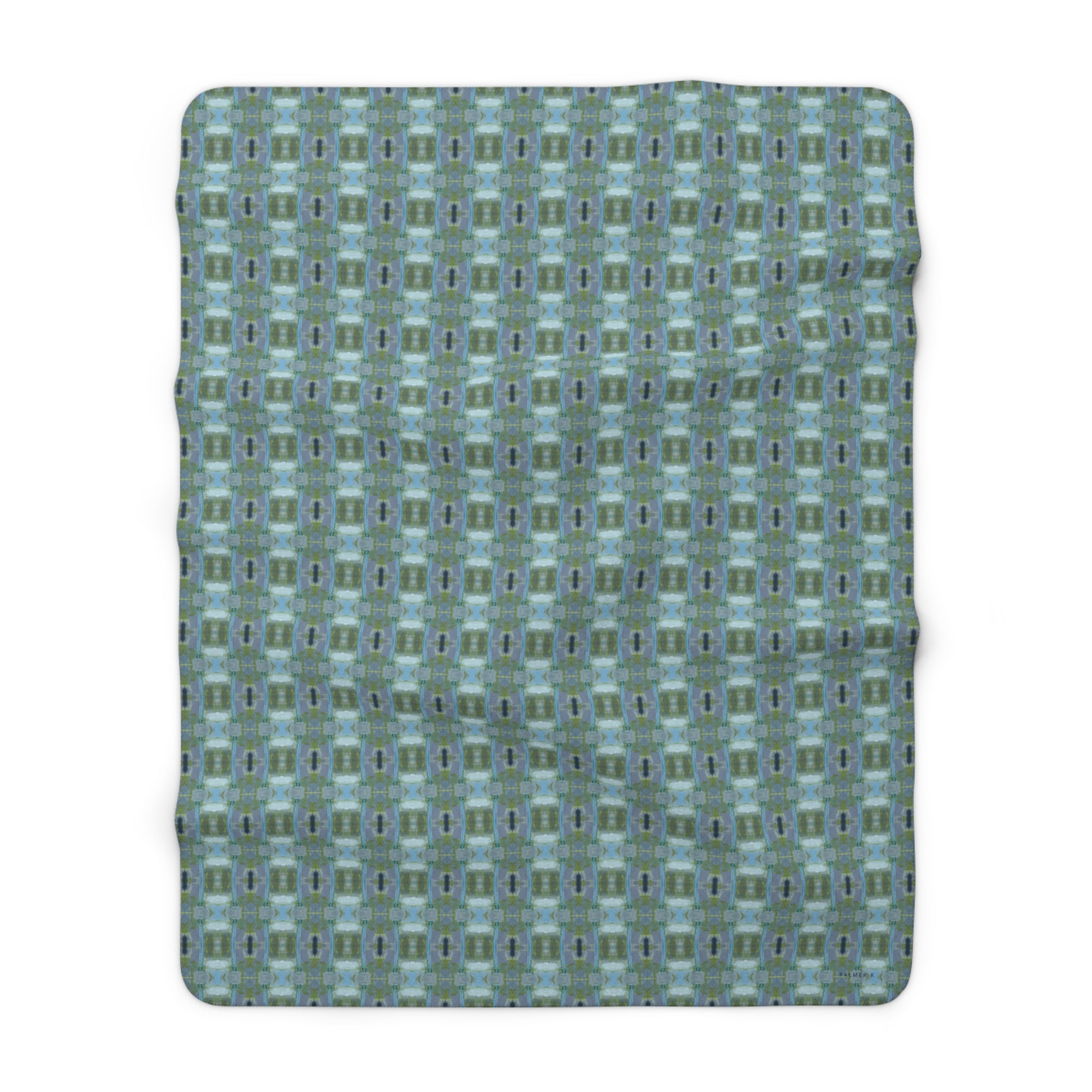 Unbelievably fluffy and warm - our high quality cozy fleece blanket in blue and green geometric pattern  is impossible to leave behind. The perfect size for snuggling on the couch, by the fireplace or at outdoor events.
.: Made with 100% polyester that's 1/8'' (3mm) thick for extra warmth and a feel that is supremely soft to the touch. 
.: All fleeces come with a one-sided print and a velvety, plush backside for extra coziness. 
.: Available in 2 sizes - 50 x 60 throw size and 60 x 80 twin bed size