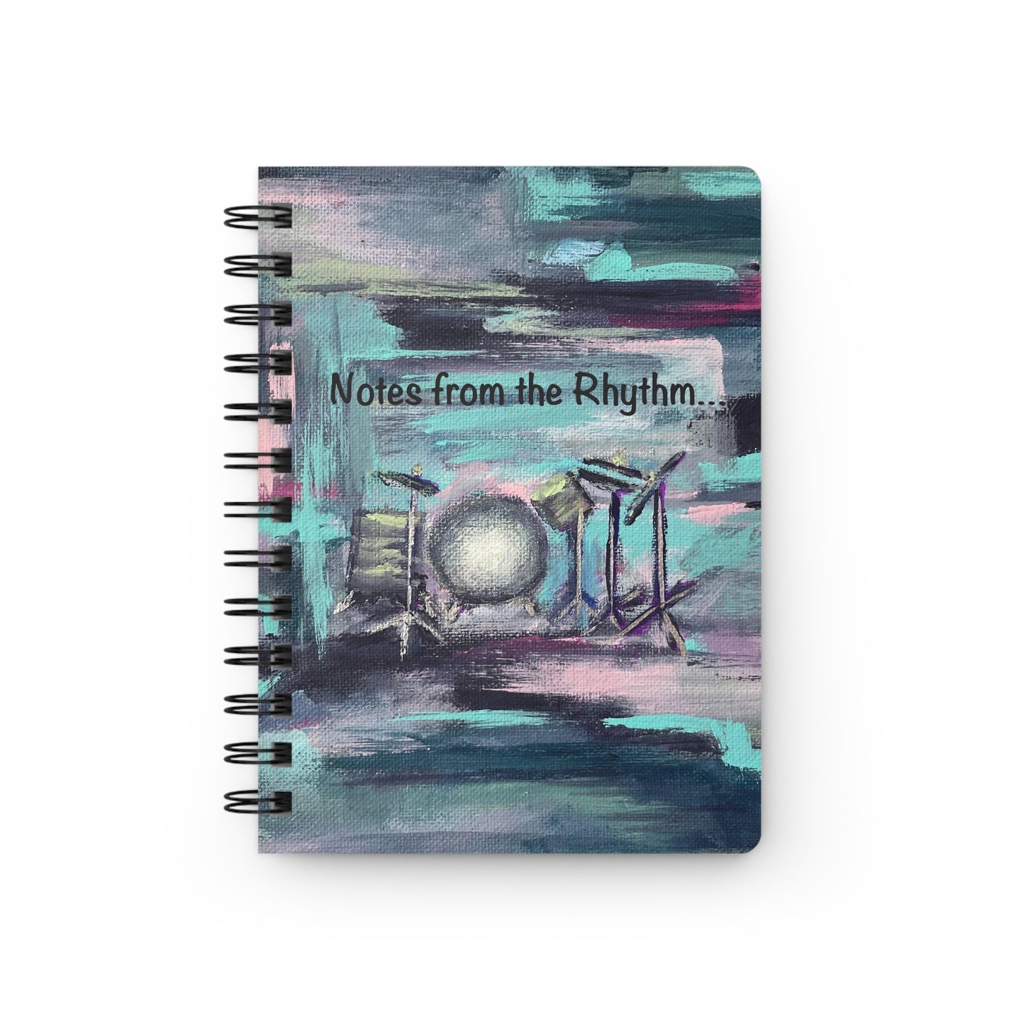 Rhythmic Notes from the Drum Kit! Write down your dreams in style in our spiral-bound journal featuring "Searchlight". Our notebooks feature a durable thick gloss laminated protective cover, with pattern repeat created from the original artwork on the inside front and back covers. Made in the USA! Journal comes in 5x7 size with 150 pages of lined paper with preforated eadge for easy tear removal! .: Front, back and inside cover print .: 150 lined pages (75 sheets) .: Glossy laminated cover