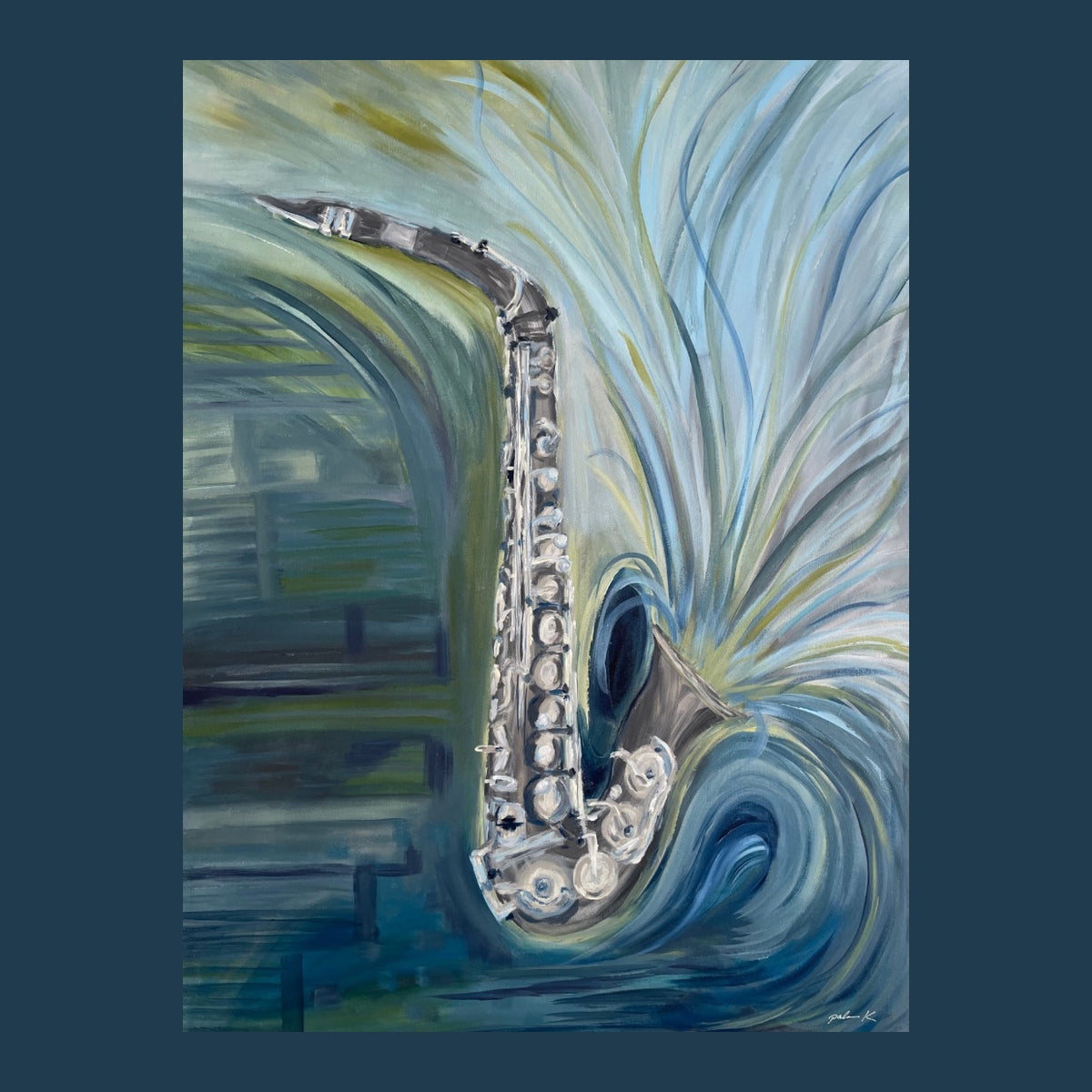 Luxury Silk Scarf - Polyrhythmic Eye (SAX/P6)