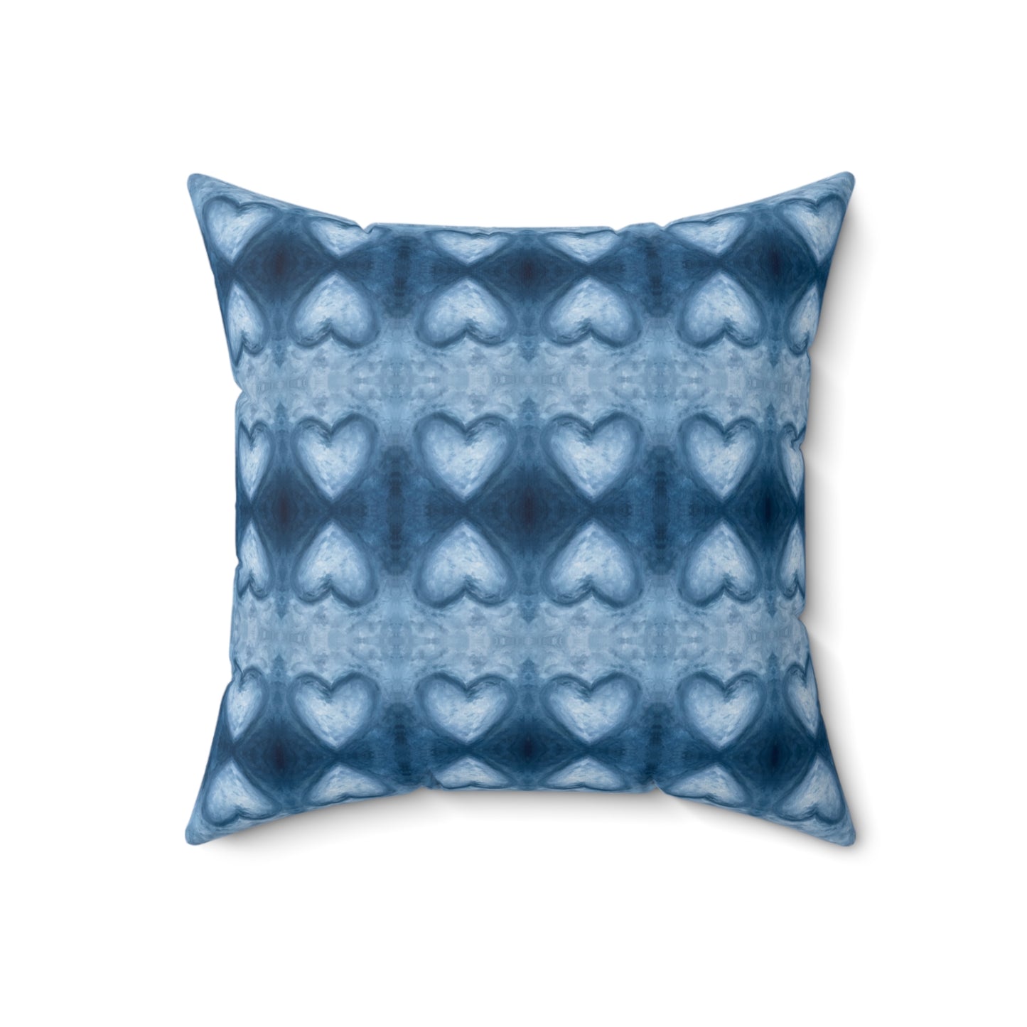 Velvet Square Pillow - Sapphire Blue Hearts (WIB/P1)