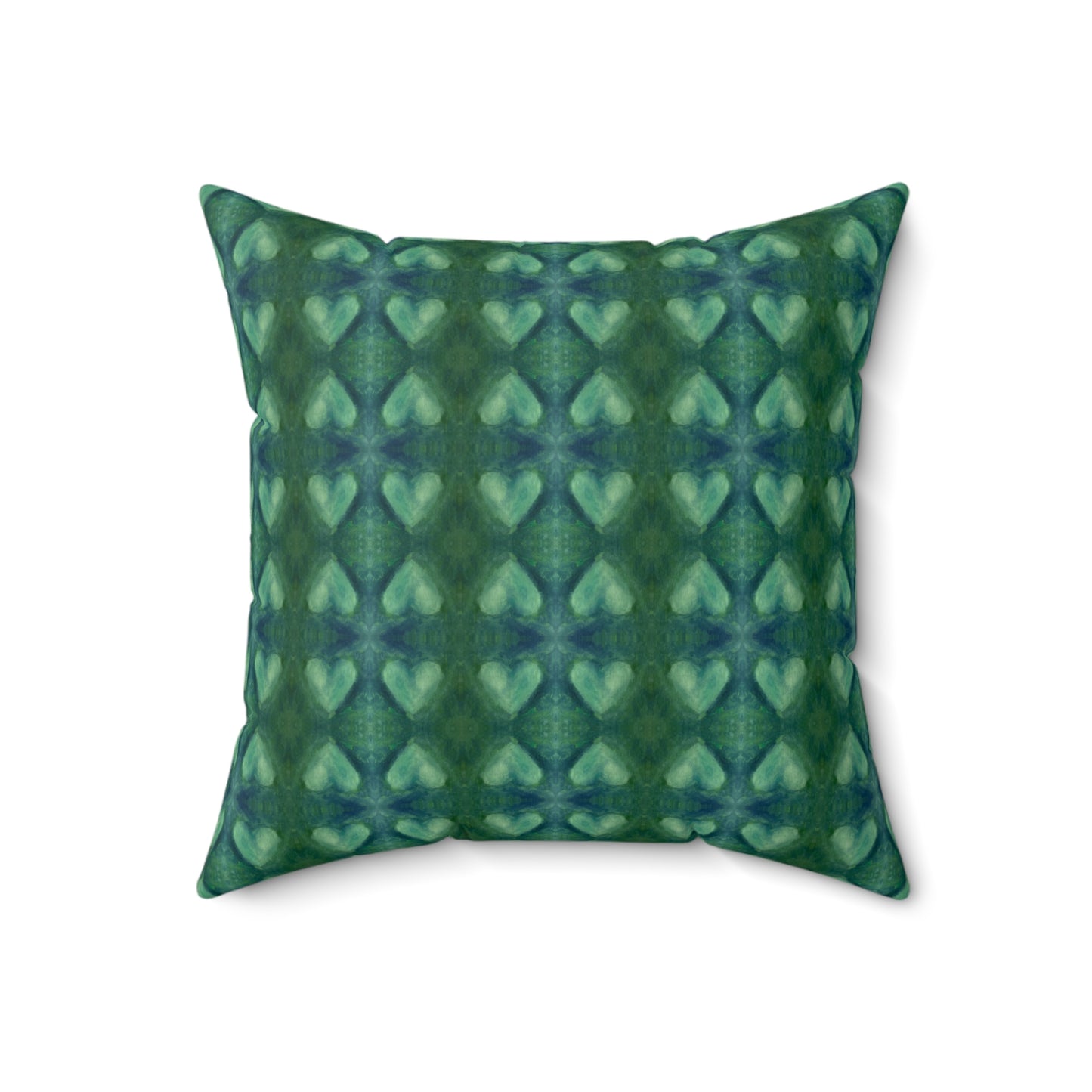 Velvet Square Pillow - Emerald Green Hearts (GE/P2)