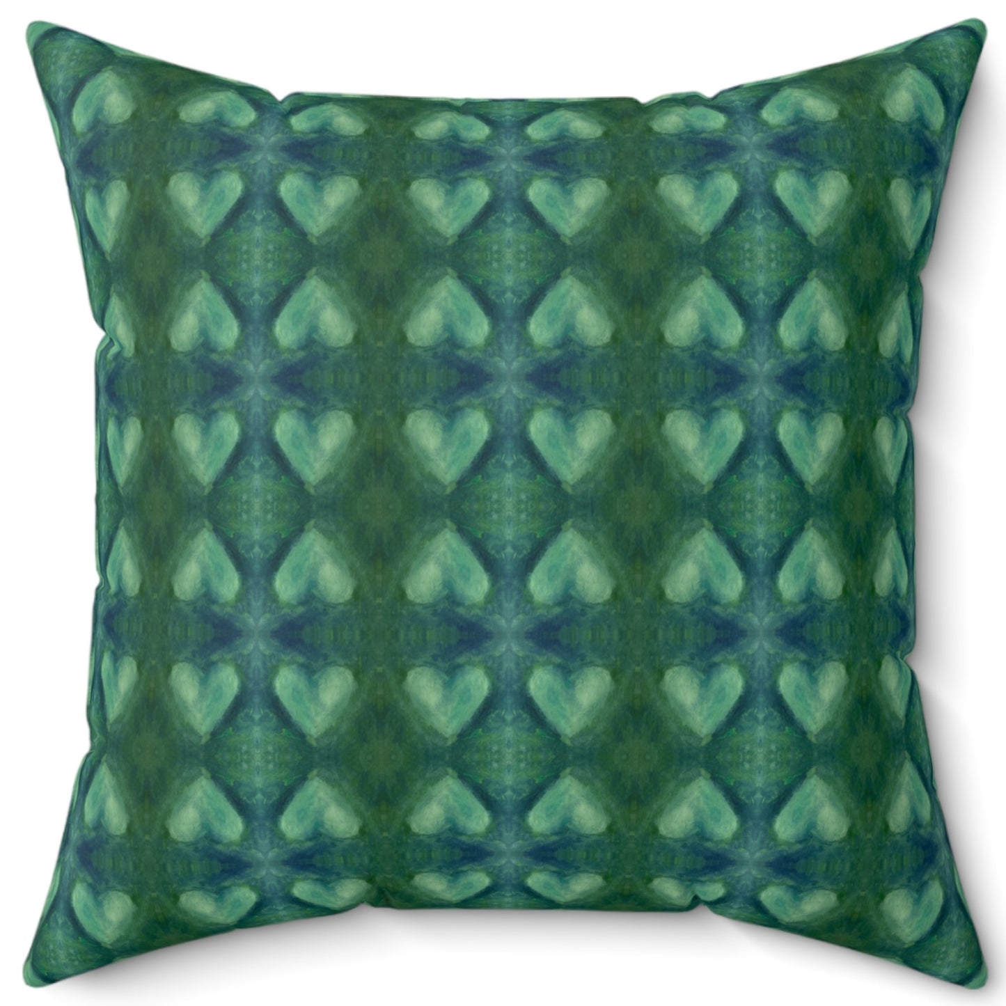 Velvet Square Pillow - Emerald Green Hearts (GE/P2)