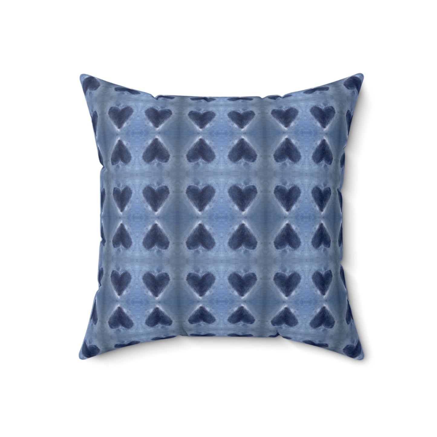 Velvet Square Pillow - Indigo Blue Hearts (LL/P1)