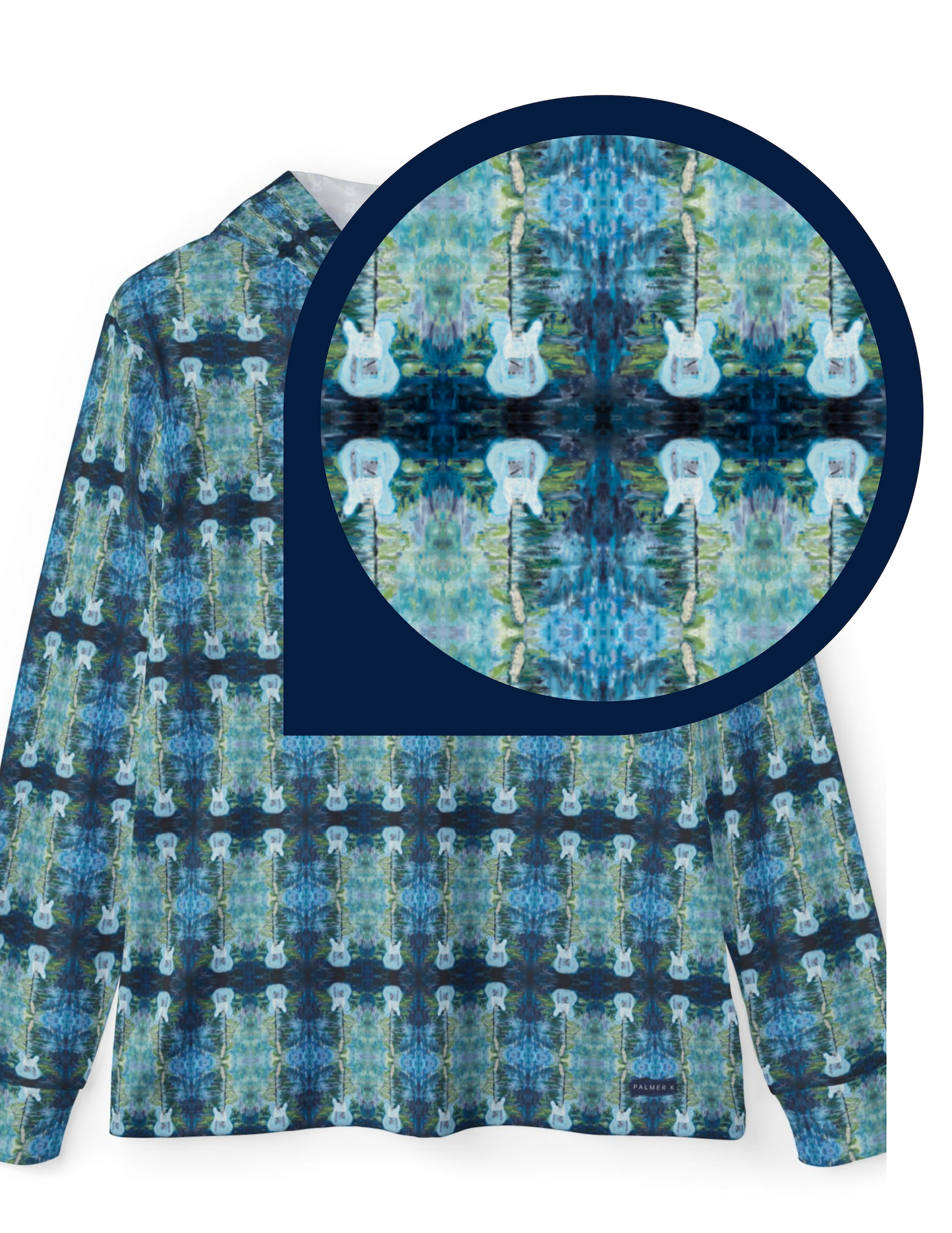 UPF +50 Sun Hoodie |Sports Warmup | Rashguard - Blue Guitars (NBH/P1)