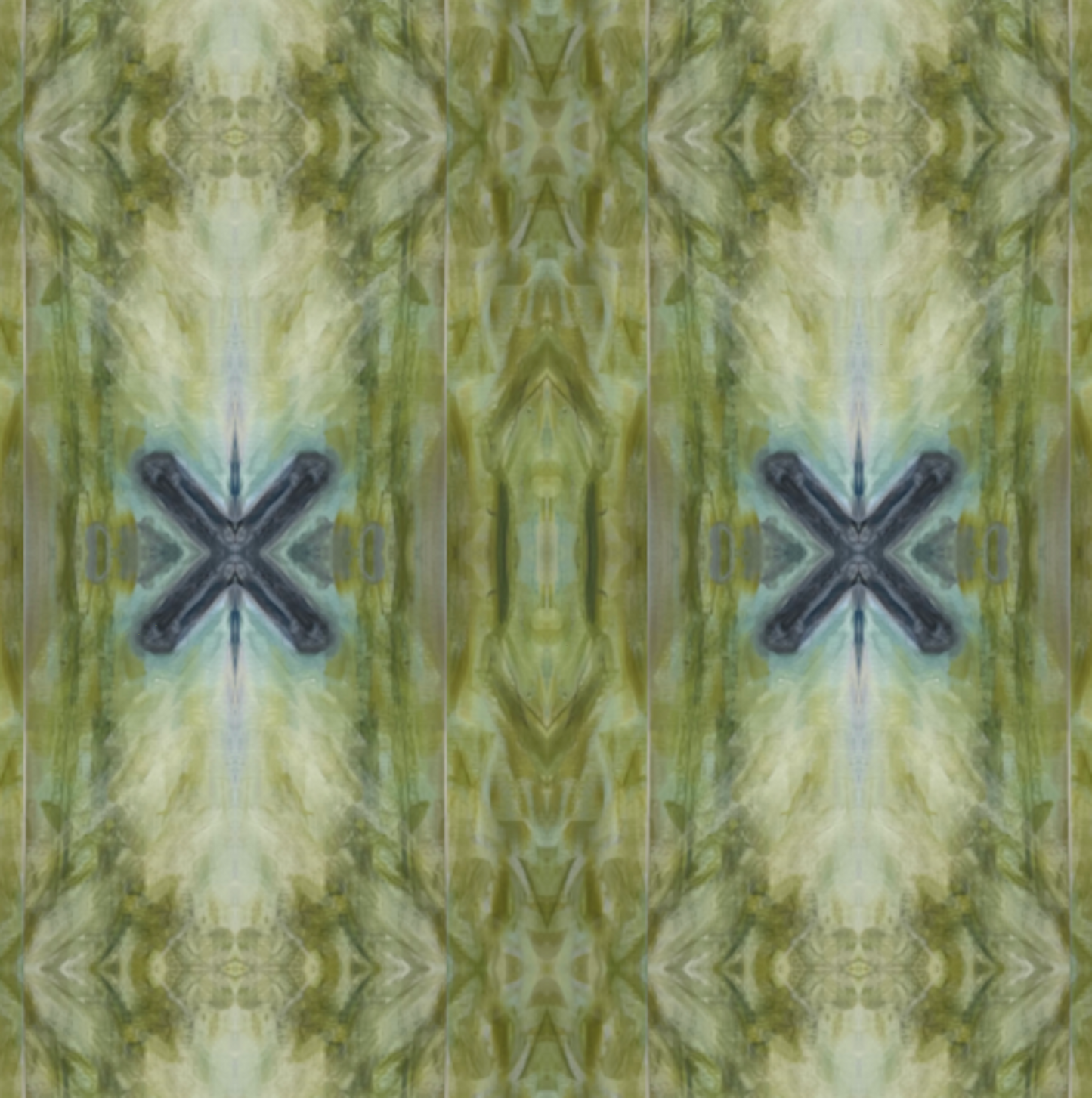 fabric by the yard in greens and blues. pattern created from the original fine artwork by Karen Palmer