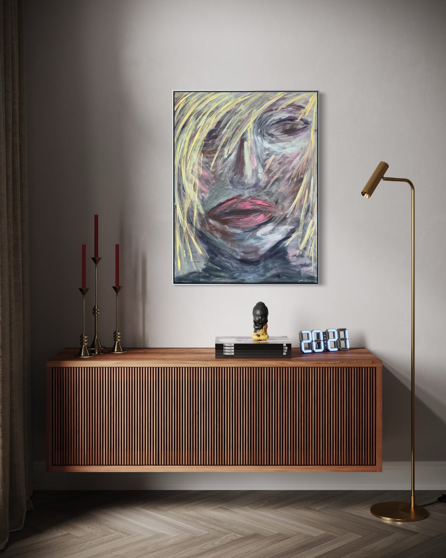 “She’s Vogue” - Bold Abstract Portrait in acrylic on canvas.
No Drama. Just Rock and Roll. She's Vogue.
Immerse yourself in the electrifying presence of “She’s Vogue”, a masterful abstract impressionist portrait that pulses with attitude, elegance, and unapologetic spirit. Painted in richly layered acrylic on a 40” x 30” gallery wrapped canvas, this original work captures the dynamic intersection of fashion, identity, and modern expression - a visual anthem for the contemporary muse.
Wi