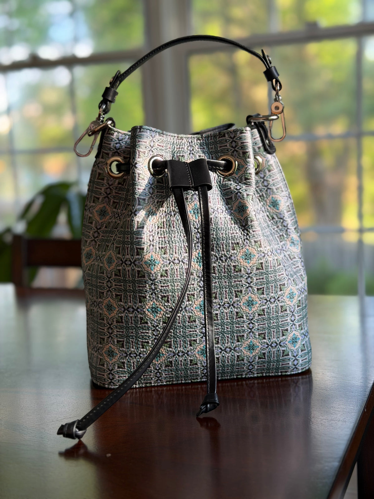 Luxury leather bag from PALMER K Atelier featuring handcrafted design by artist Karen Palmer
