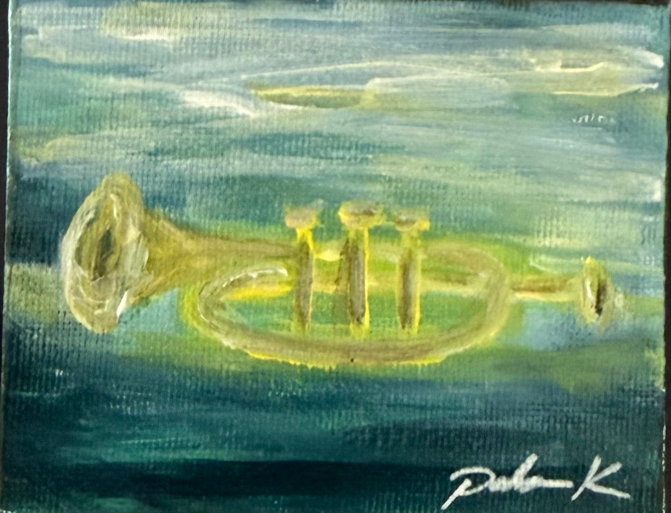 Original 3 x 3 Canvas Artwork #88 - Trumpet