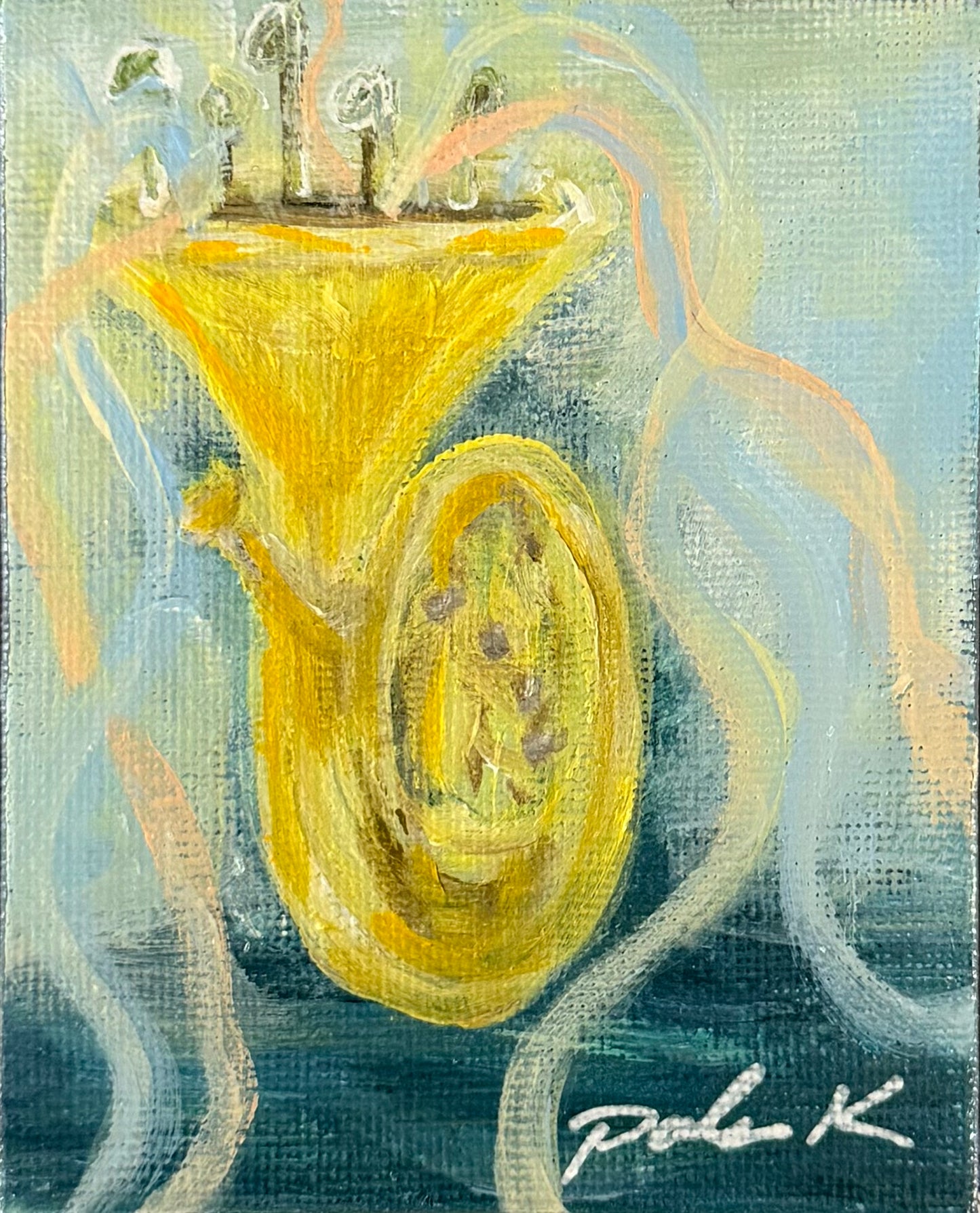 Original 3 x 3 Canvas Artwork #89 - Tuba