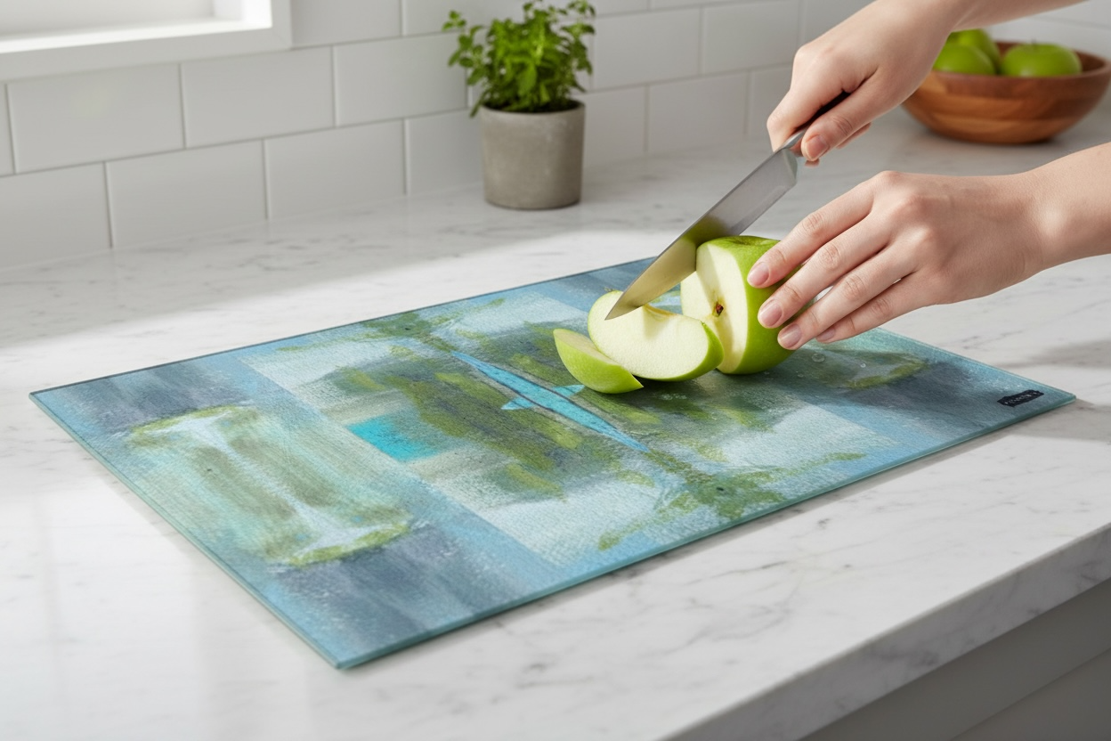 Textured Glass Charcuterie and Cutting Board - Pentatonic Plaid (ABJ/P14)