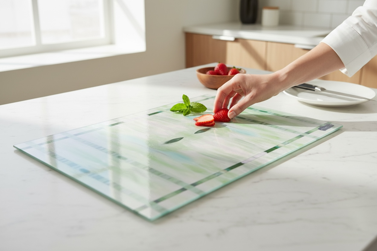 Textured Glass Charcuterie and Cutting Board - Meadow Gate (GR/P14)