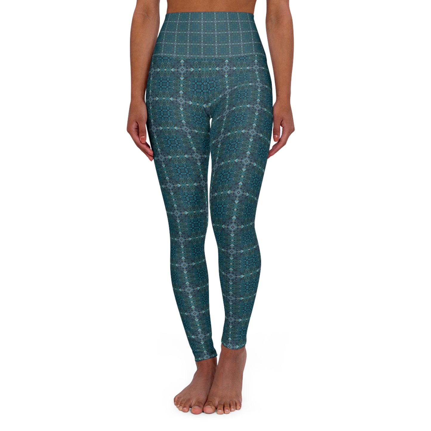High Waisted Yoga Leggings - Compass Plaid (RA/P12)