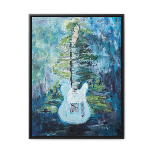 Gallery Canvas Wrap PRINT in solid wood float frame - Telecaster Guitar - "You'll never break this heart of mine" - (FCP-NBH)