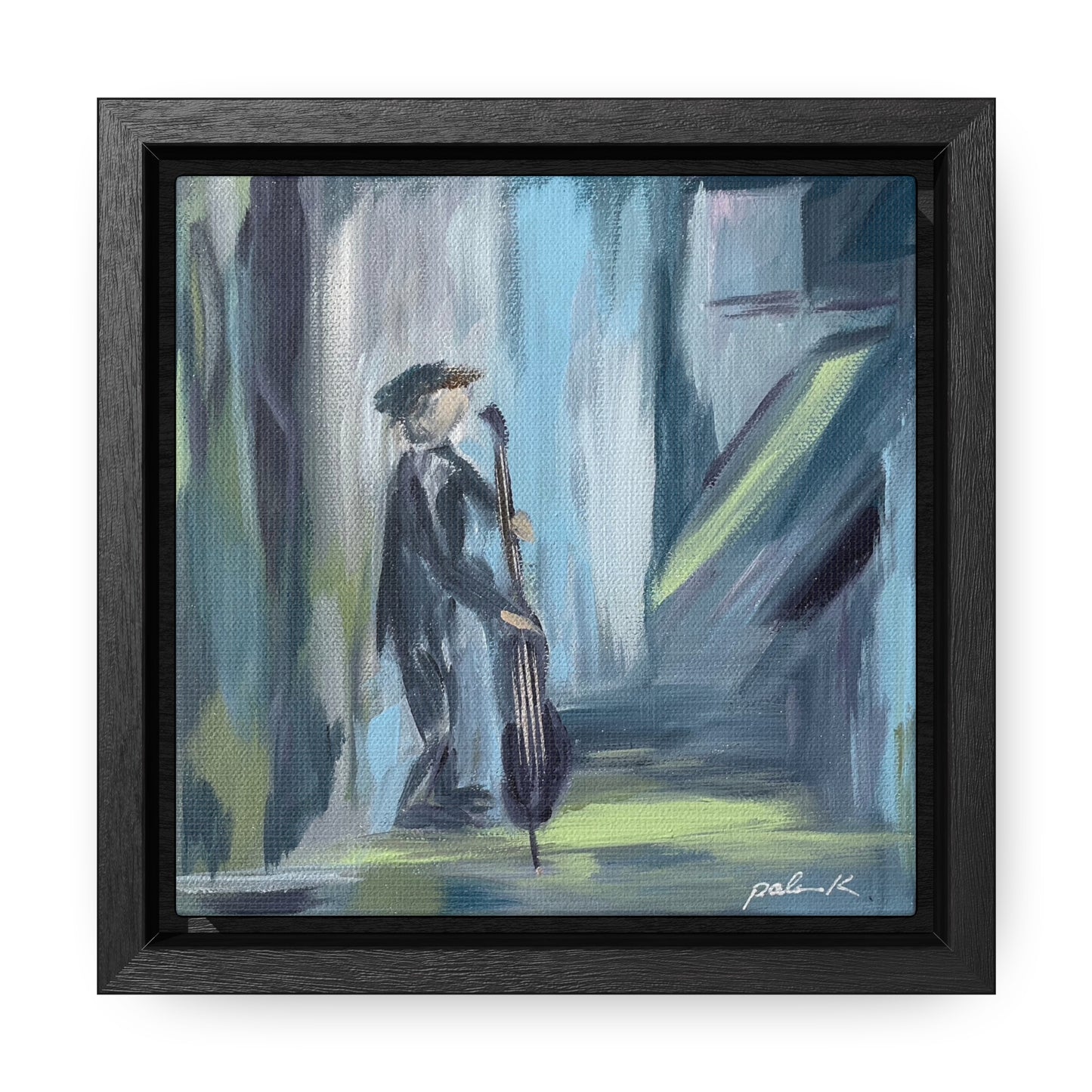 Gallery Canvas Wrap PRINT in Solid Wood Float Frame - Double Bass Player - "Captain" (FCP-CAP)