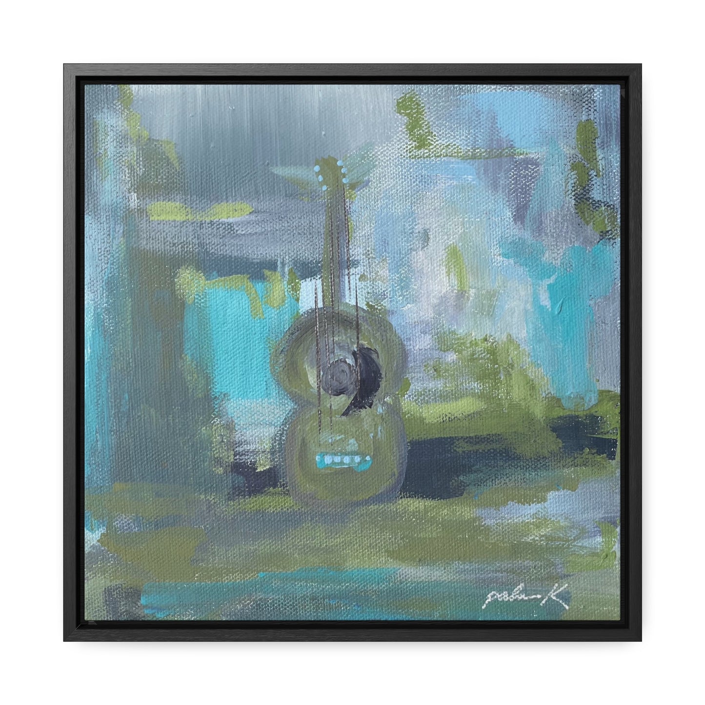 Gallery Canvas Wrap PRINT in solid wood float frame - Acoustic Guitar - "Where the Green Grass Grows" (FCP-GGG)