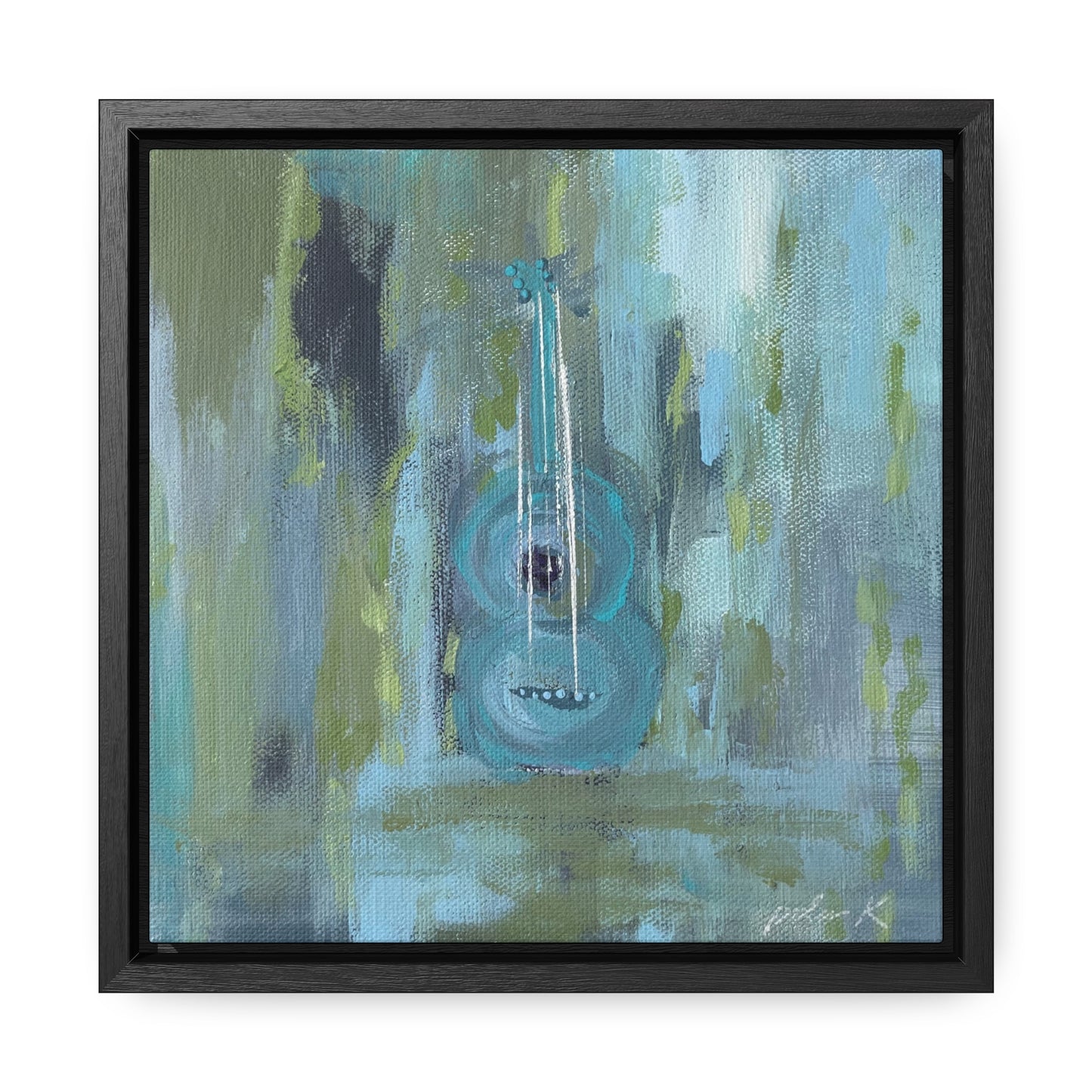 Gallery Canvas Wrap PRINT in solid wood float frame - Acoustic Guitar - "Forever in Blue Jeans" - (FCP-FBJ)