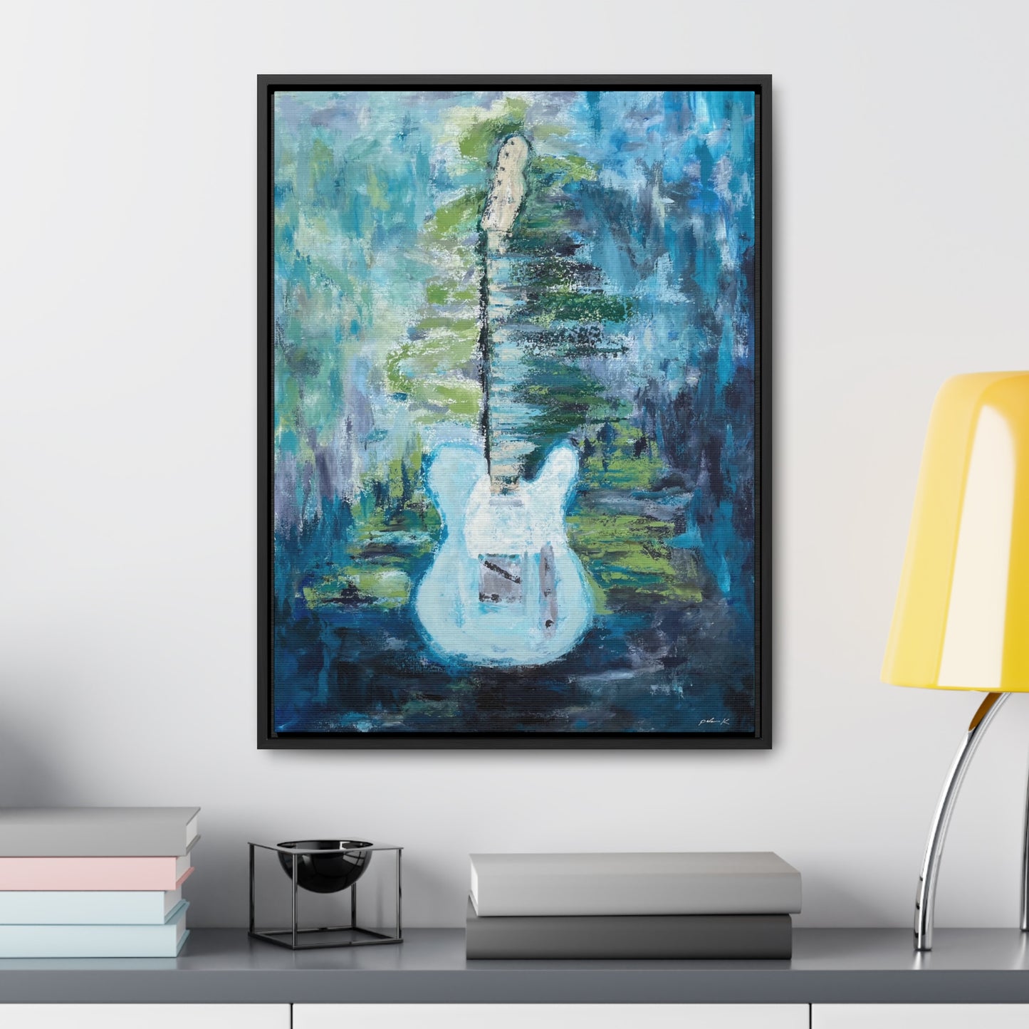 Gallery Canvas Wrap PRINT in solid wood float frame - Telecaster Guitar - "You'll never break this heart of mine" - (FCP-NBH)