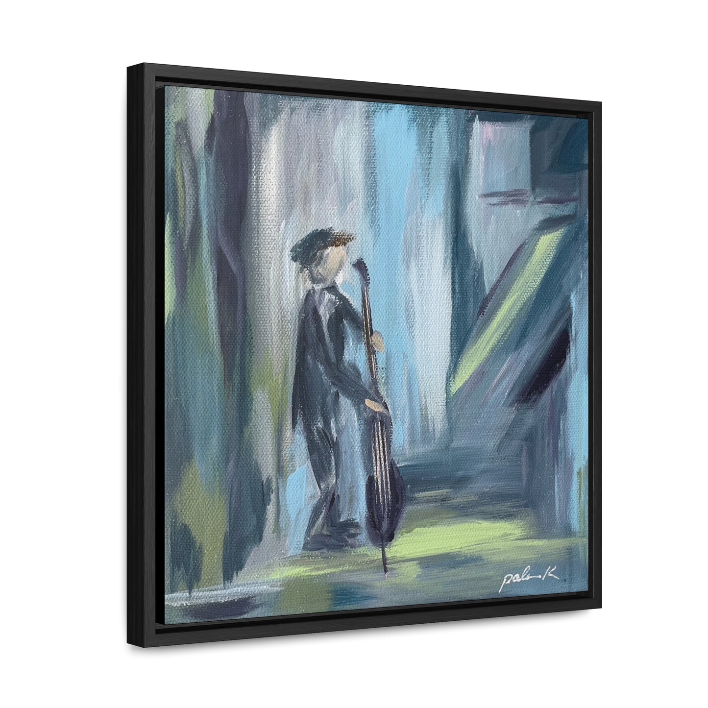 Gallery Canvas Wrap PRINT in Solid Wood Float Frame - Double Bass Player - "Captain" (FCP-CAP)