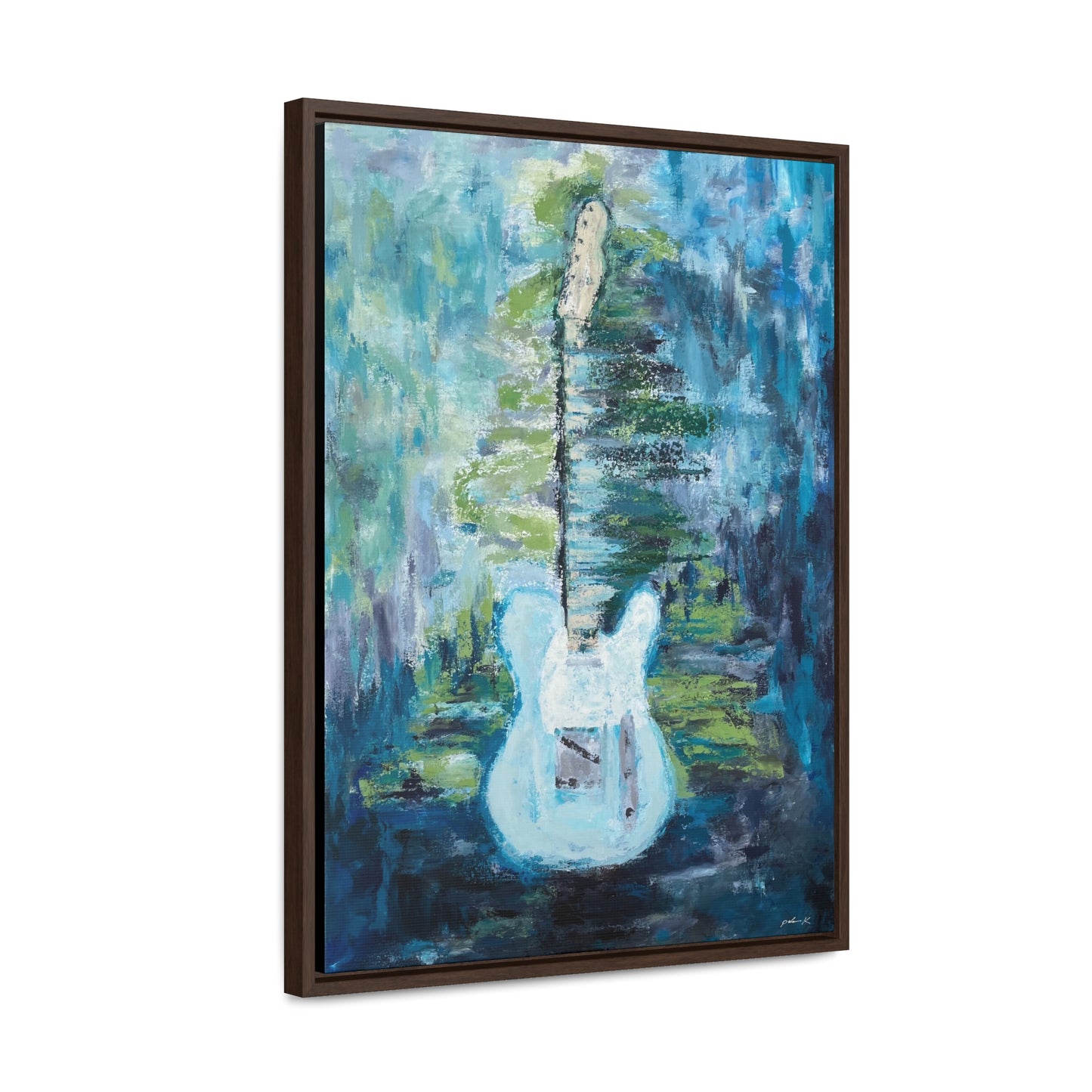 Gallery Canvas Wrap PRINT in solid wood float frame - Telecaster Guitar - "You'll never break this heart of mine" - (FCP-NBH)