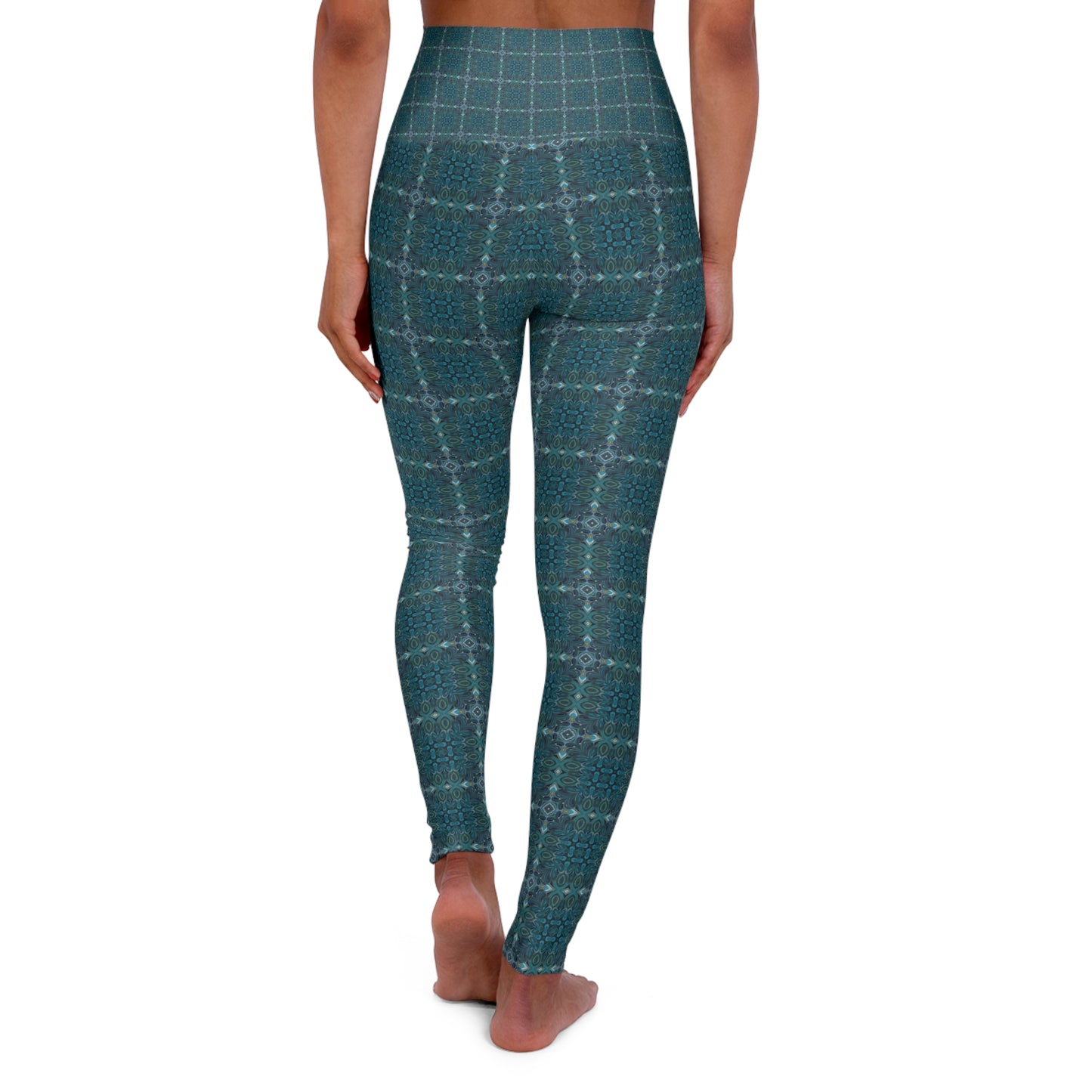 High Waisted Yoga Leggings - Compass Plaid (RA/P12)