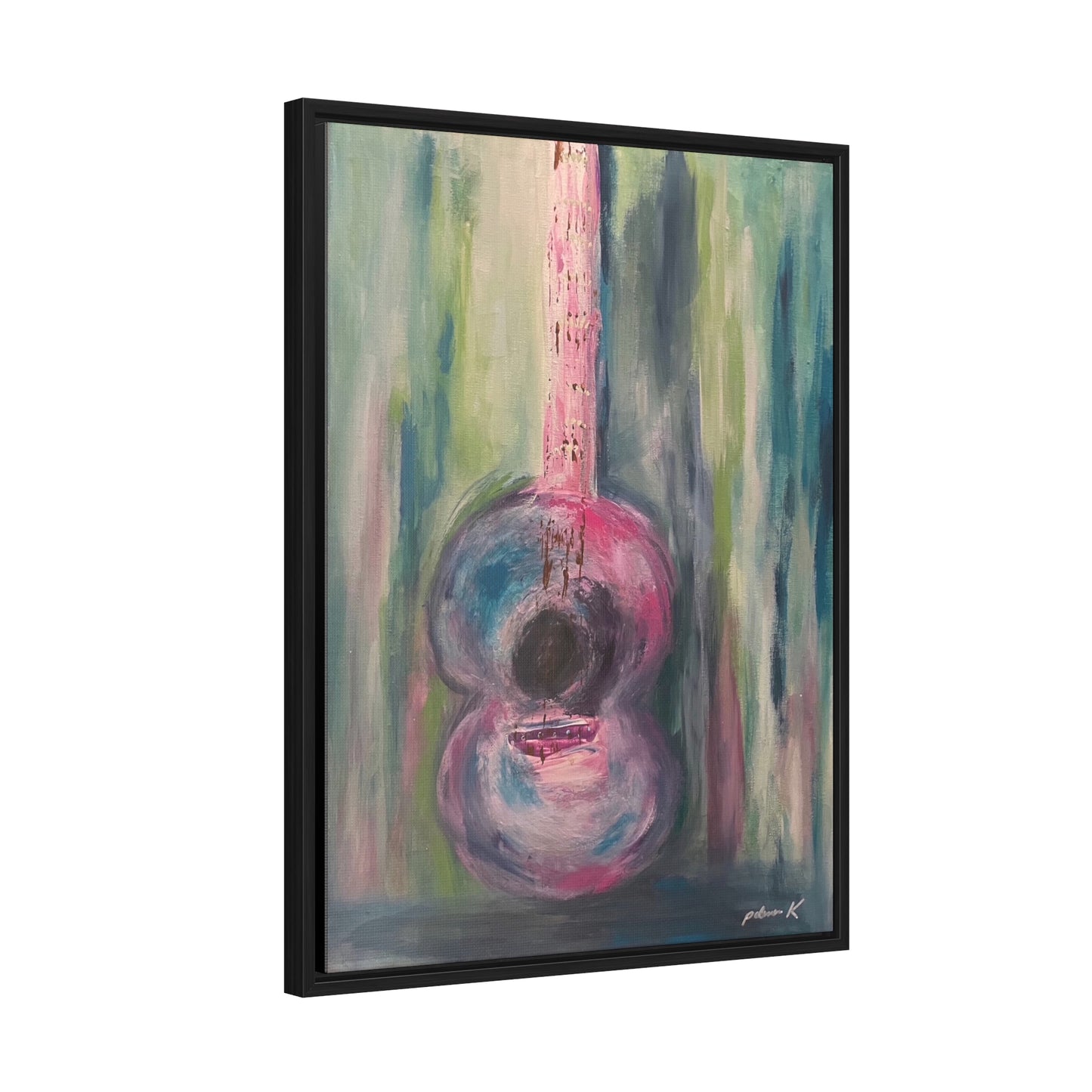 Gallery Canvas Wrap PRINT in solid wood float frame - Acoustic Guitar - "I'm just a Girl"  (FCP-JAG)