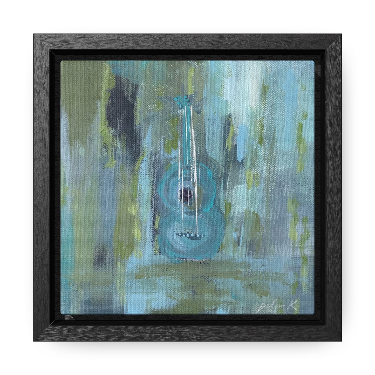 Gallery Canvas Wrap PRINT in solid wood float frame - Acoustic Guitar - "Forever in Blue Jeans" - (FCP-FBJ)