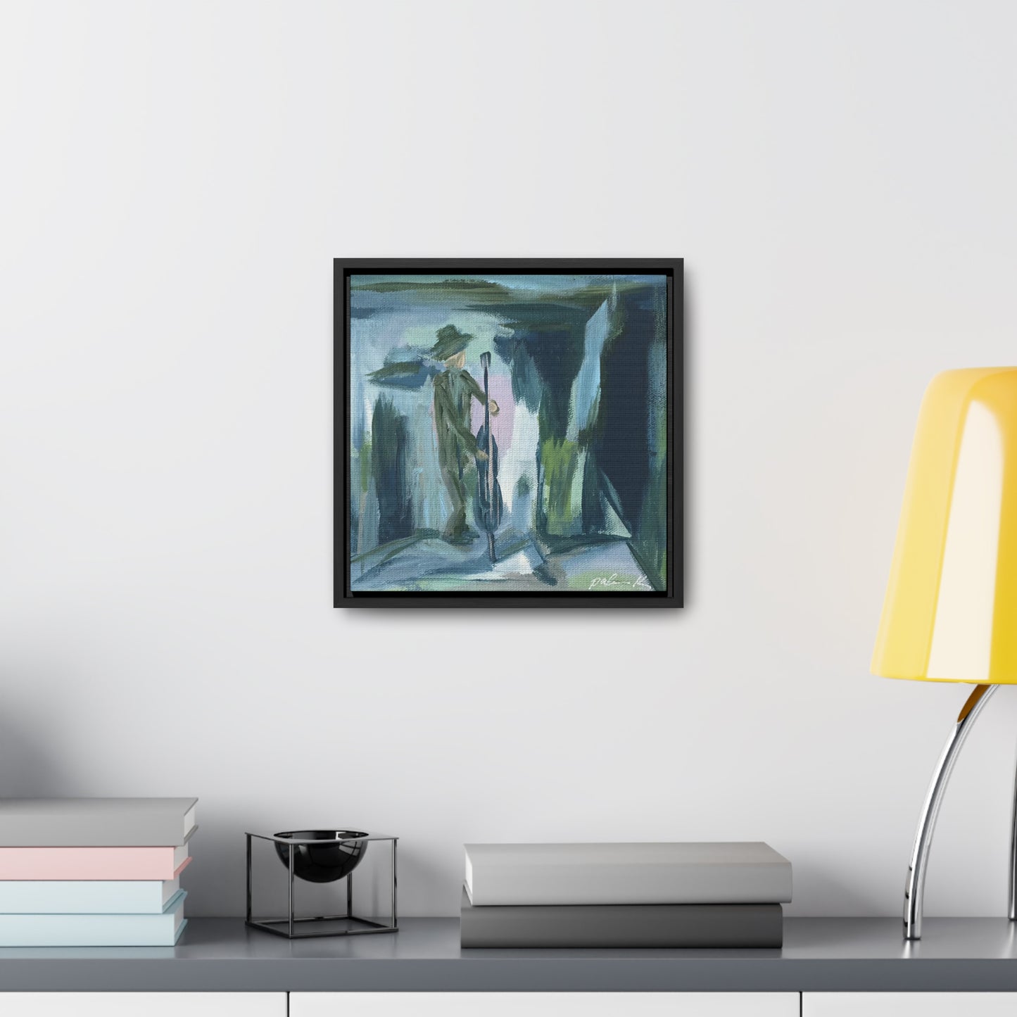 Gallery Canvas Wrap PRINT in solid wood float frame - Double Bass Player - "Soul Man" - (FCP-SM)