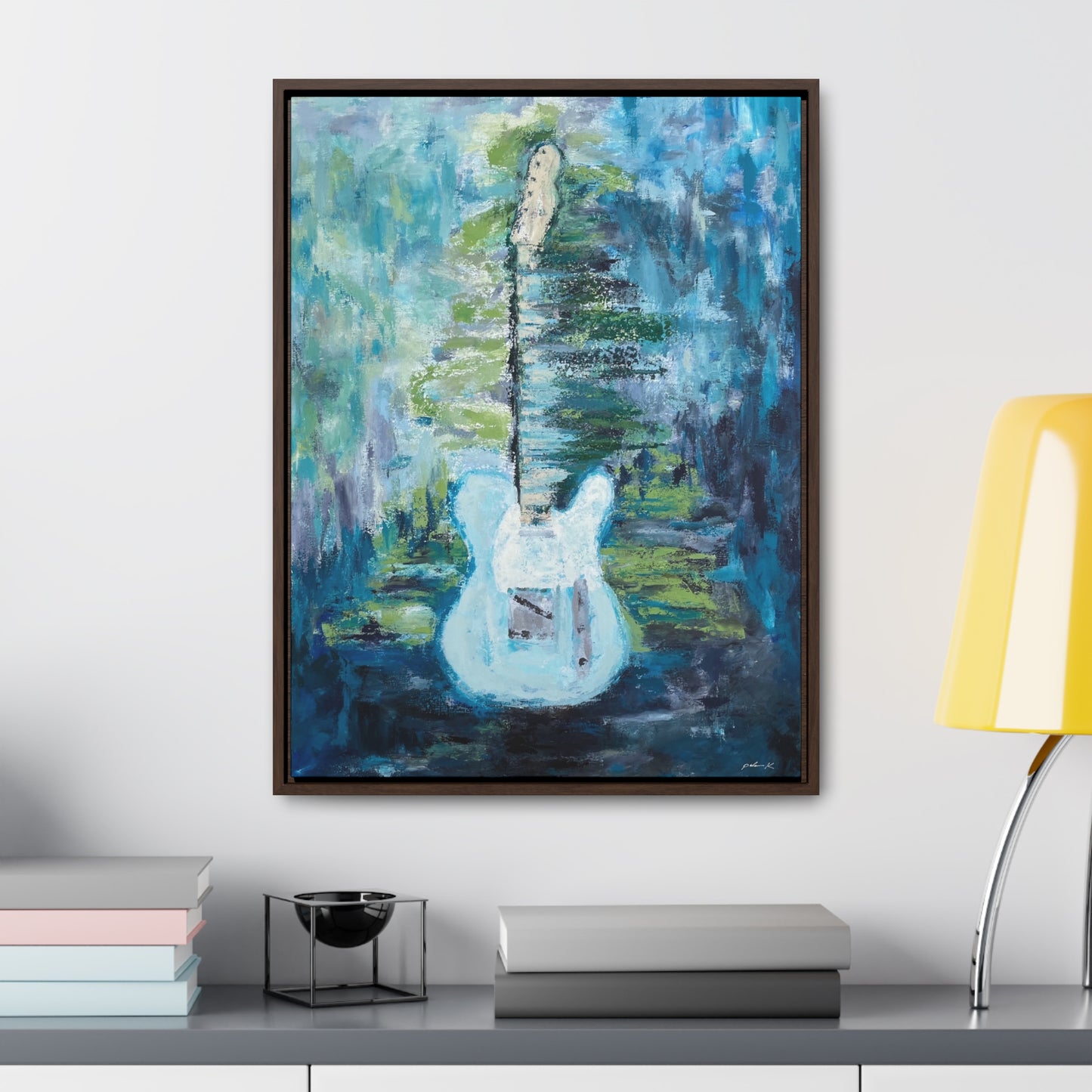 Gallery Canvas Wrap PRINT in solid wood float frame - Telecaster Guitar - "You'll never break this heart of mine" - (FCP-NBH)