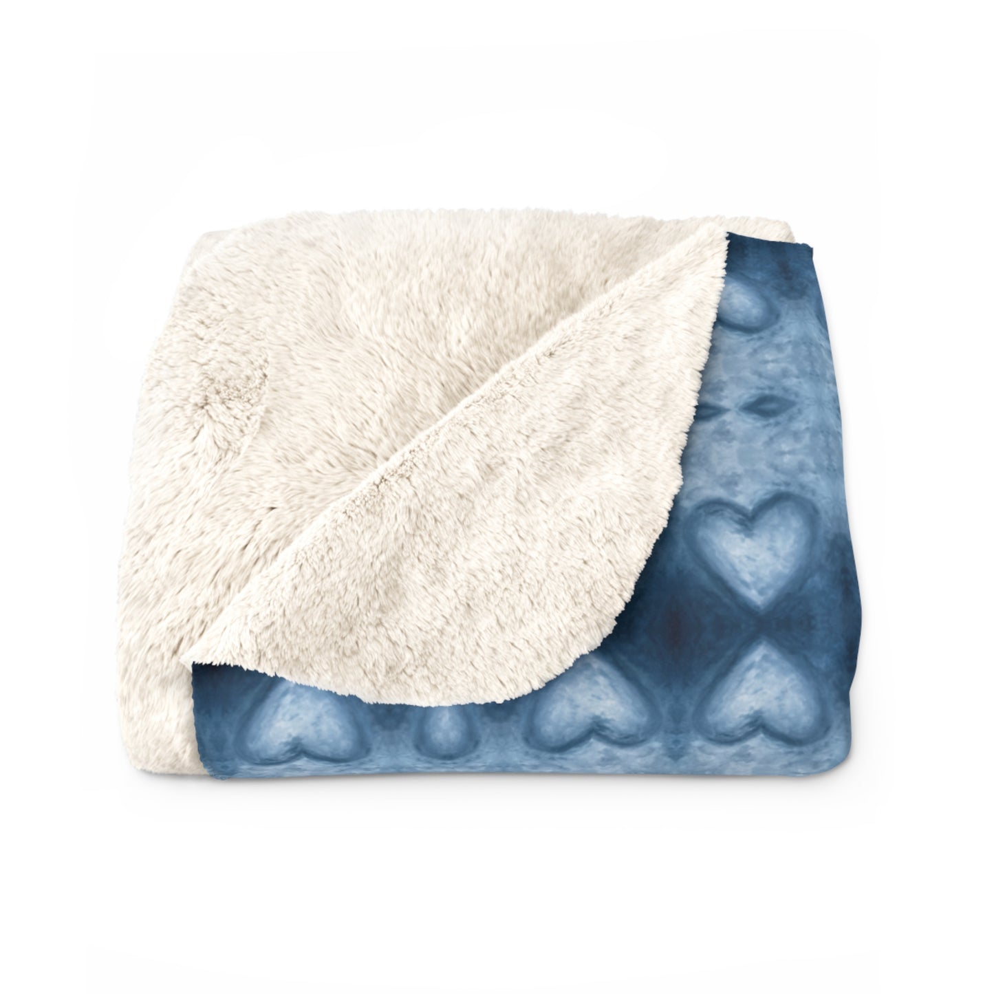 Sherpa Throw Blanket -  Sapphire Blue Hearts/All Blue (WIB/P1A)