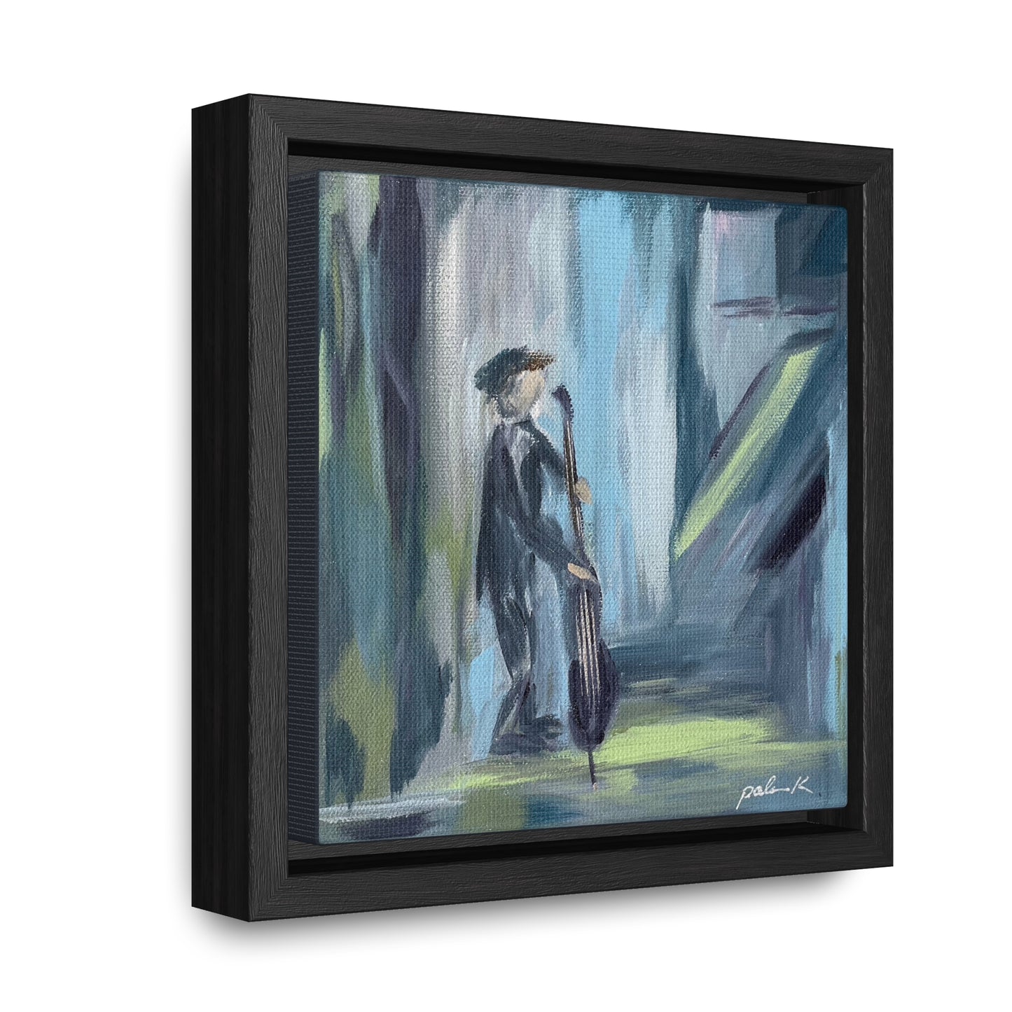 Gallery Canvas Wrap PRINT in Solid Wood Float Frame - Double Bass Player - "Captain" (FCP-CAP)