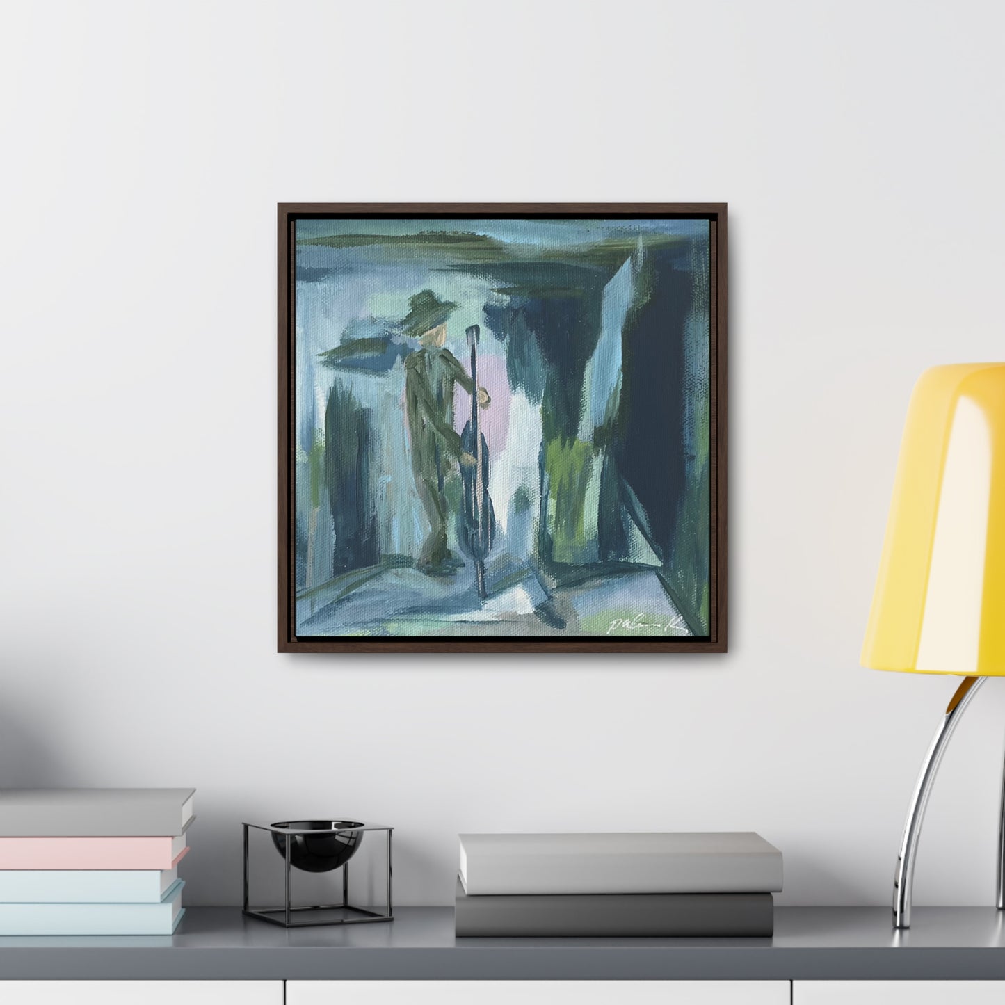 Gallery Canvas Wrap PRINT in solid wood float frame - Double Bass Player - "Soul Man" - (FCP-SM)