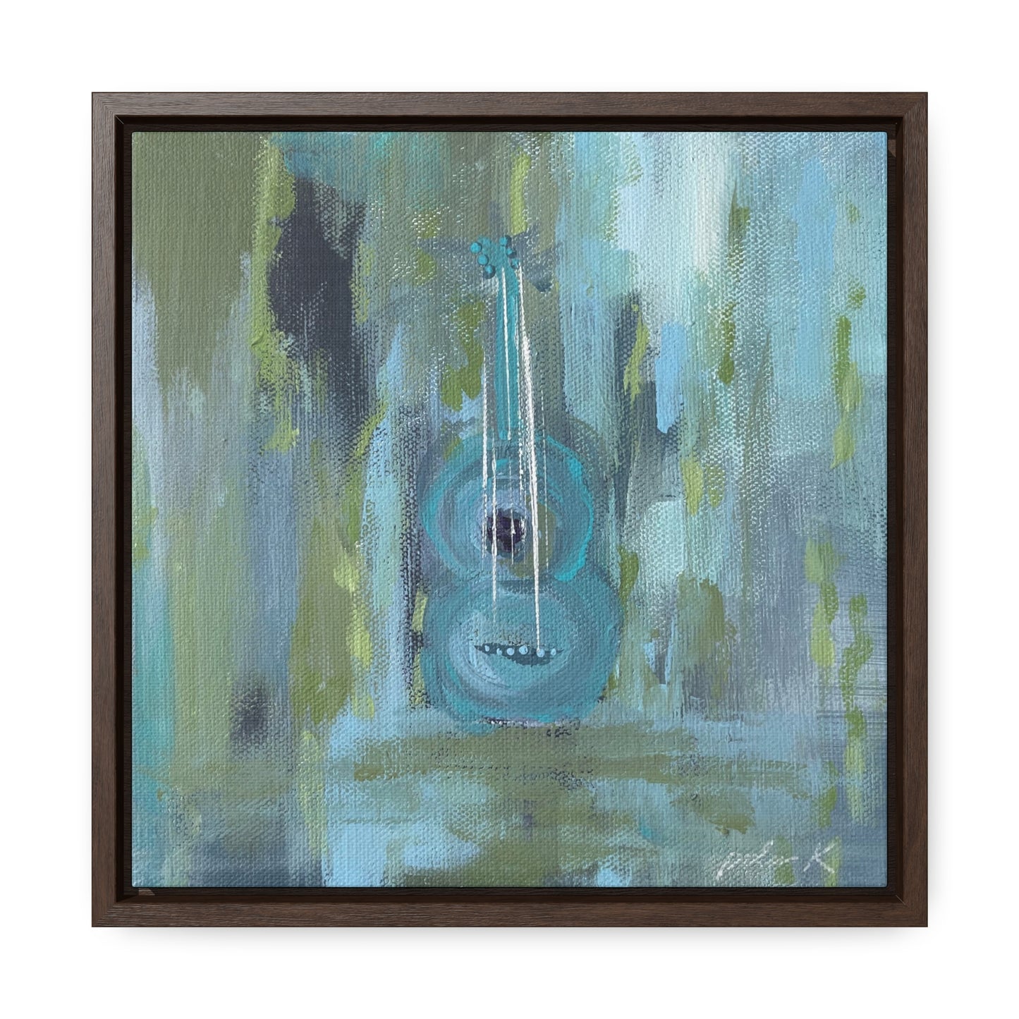 Gallery Canvas Wrap PRINT in solid wood float frame - Acoustic Guitar - "Forever in Blue Jeans" - (FCP-FBJ)