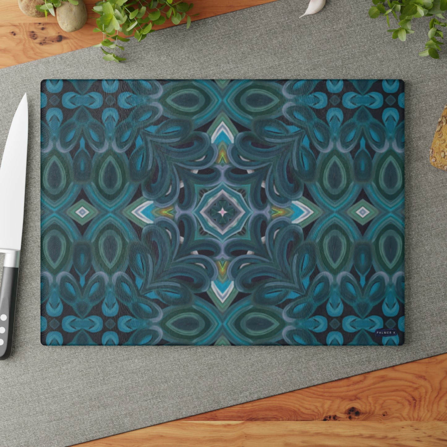 Textured Glass Cutting Board - Compass Plaid (RA/P12A)