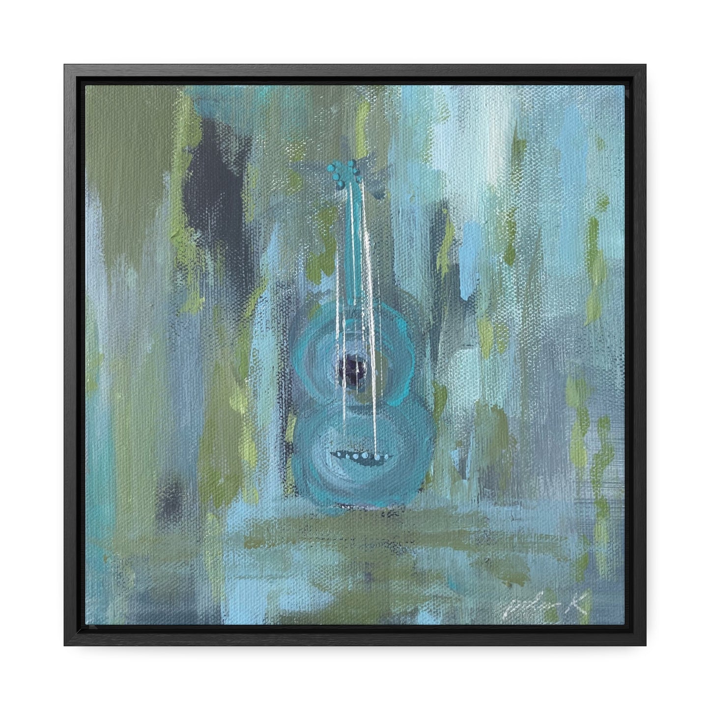 Gallery Canvas Wrap PRINT in solid wood float frame - Acoustic Guitar - "Forever in Blue Jeans" - (FCP-FBJ)