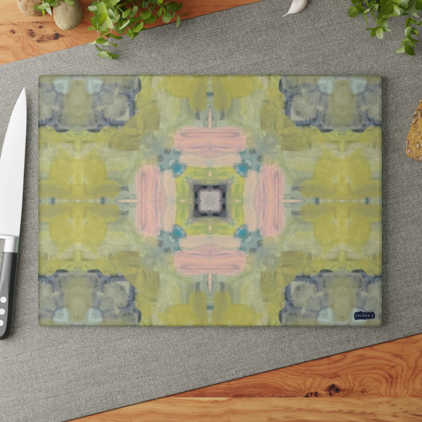 Textured Glass Cutting Board - Golden Bloom (LS/P2)