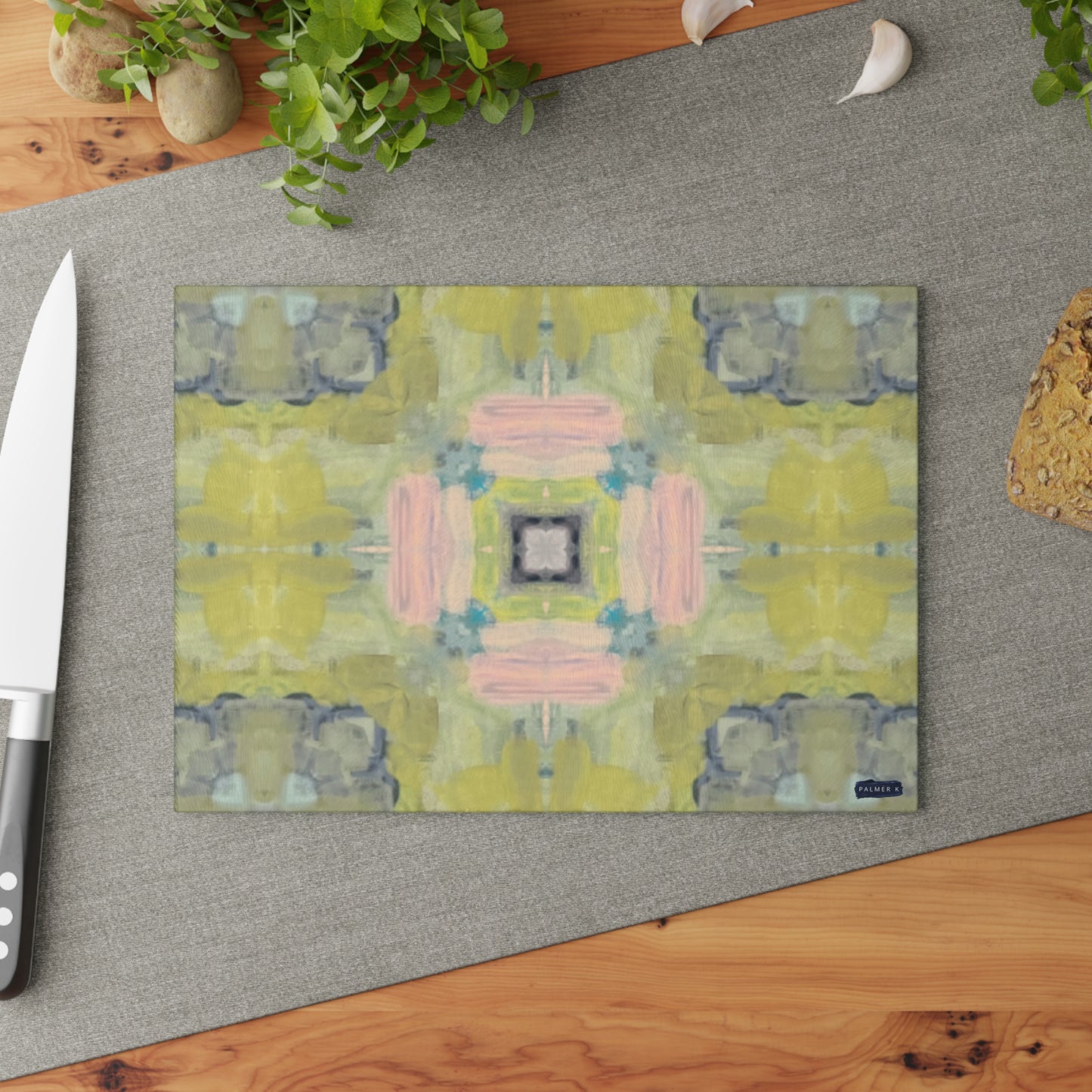 Textured Glass Cutting Board - Golden Bloom (LS/P2)