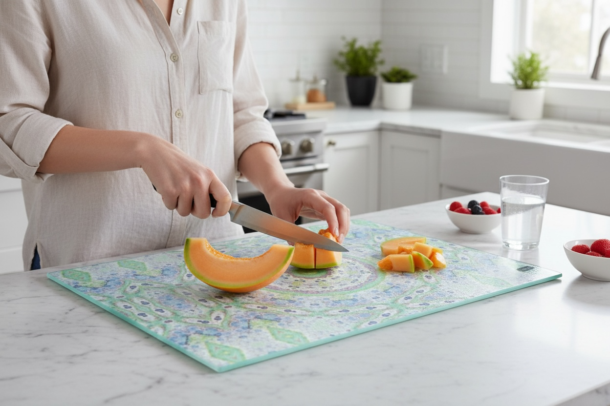 Textured Glass Charcuterie and Cutting Board - Seraphic Garden (OG/P17A)