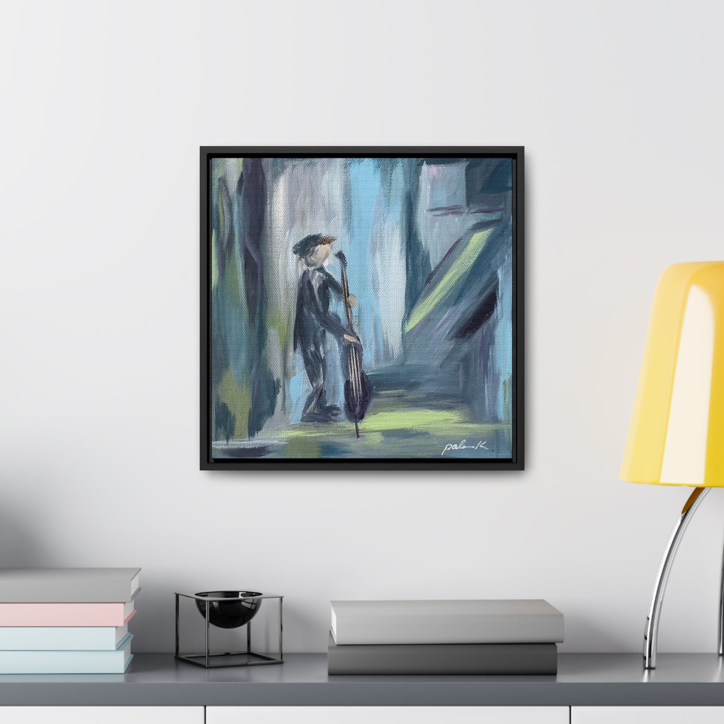 Gallery Canvas Wrap PRINT in Solid Wood Float Frame - Double Bass Player - "Captain" (FCP-CAP)