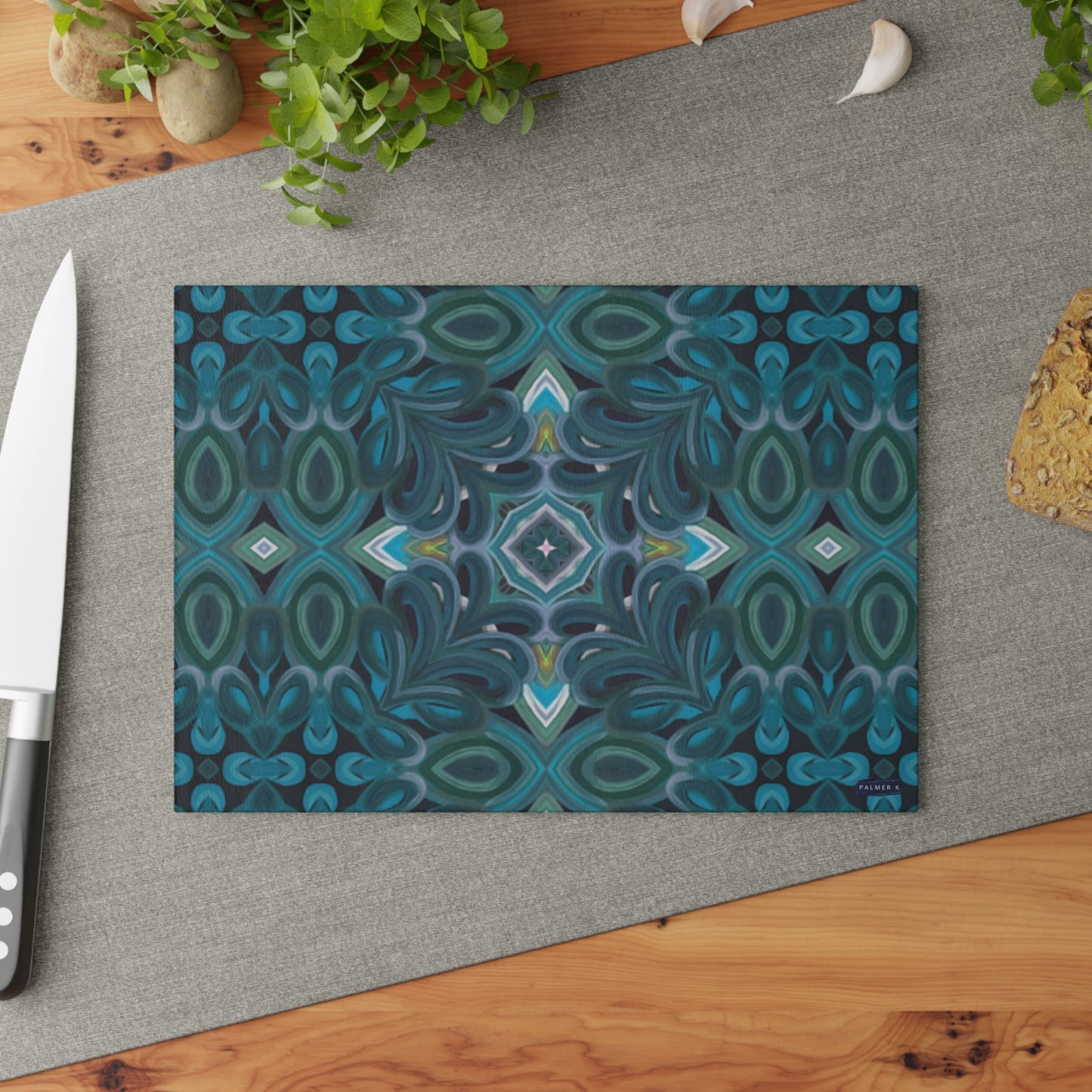 Textured Glass Cutting Board - Compass Plaid (RA/P12A)