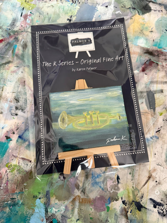 Original 3 x 3 Canvas Artwork #88 - Trumpet