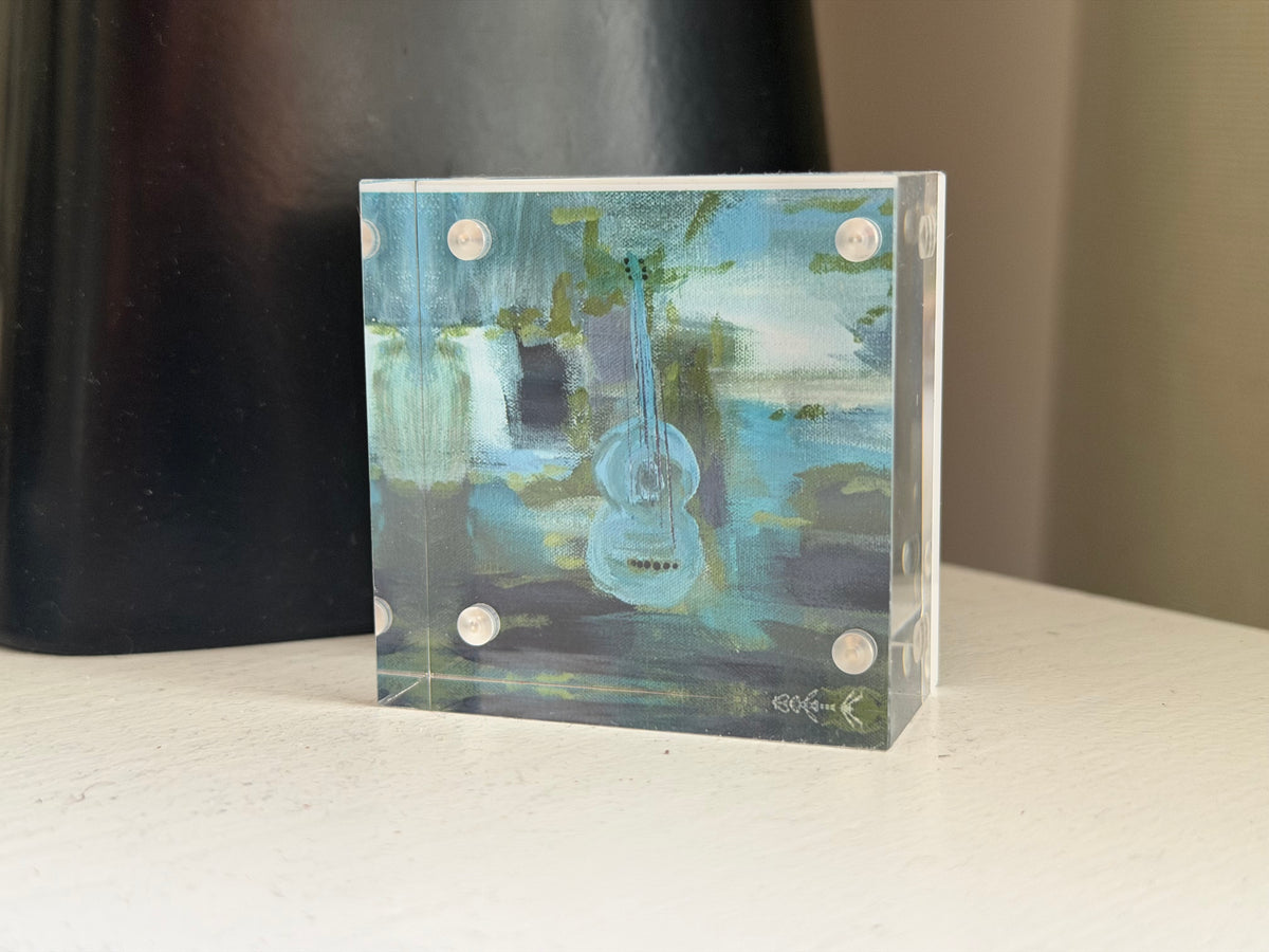 Acoustic Blue Jeans - 2x2 Acrylic Block Art Print | Mini Art Monday