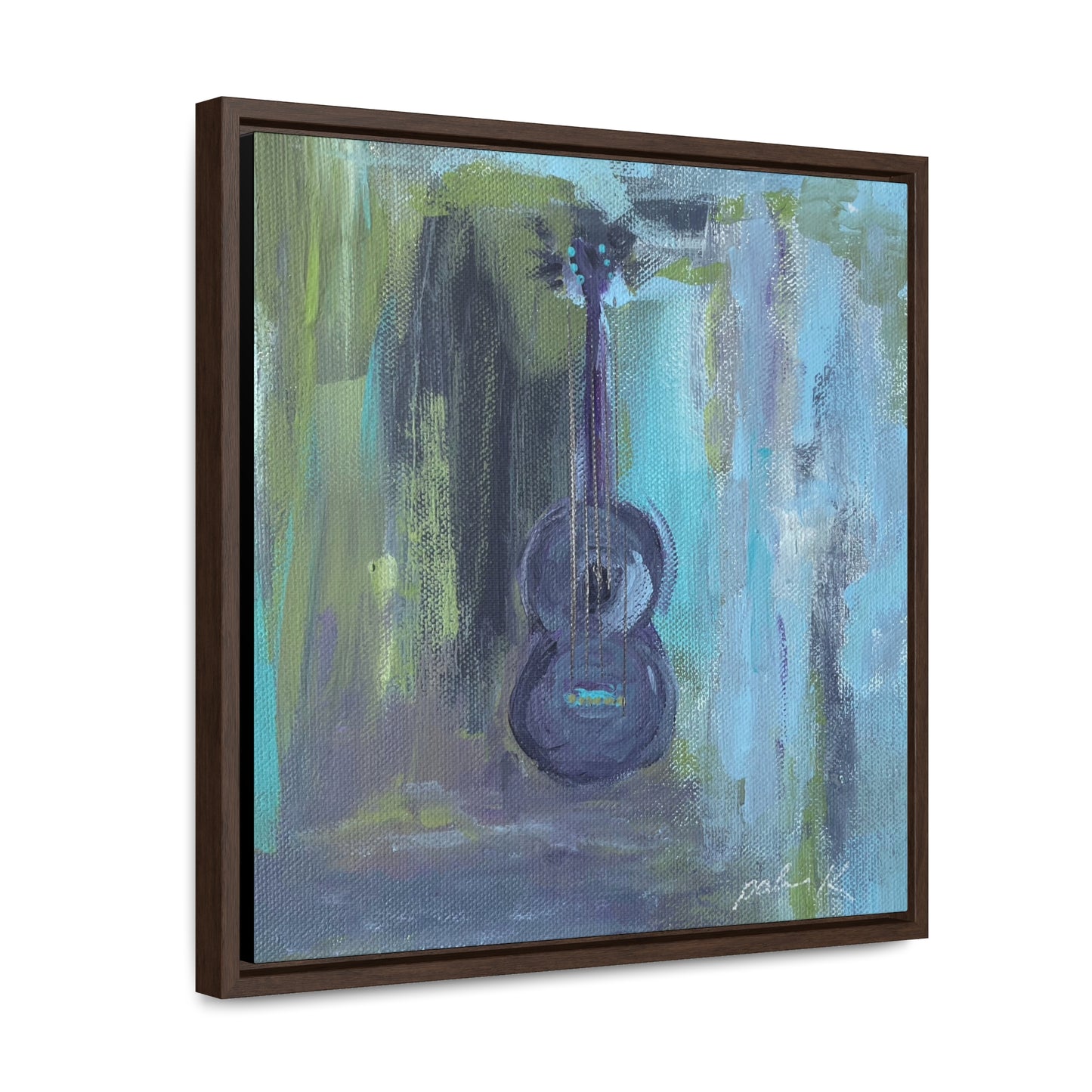 Gallery Canvas Wrap PRINT in solid wood float frame - Acoustic Guitar - "Angel from Montgomery" - (FCP-AFM)